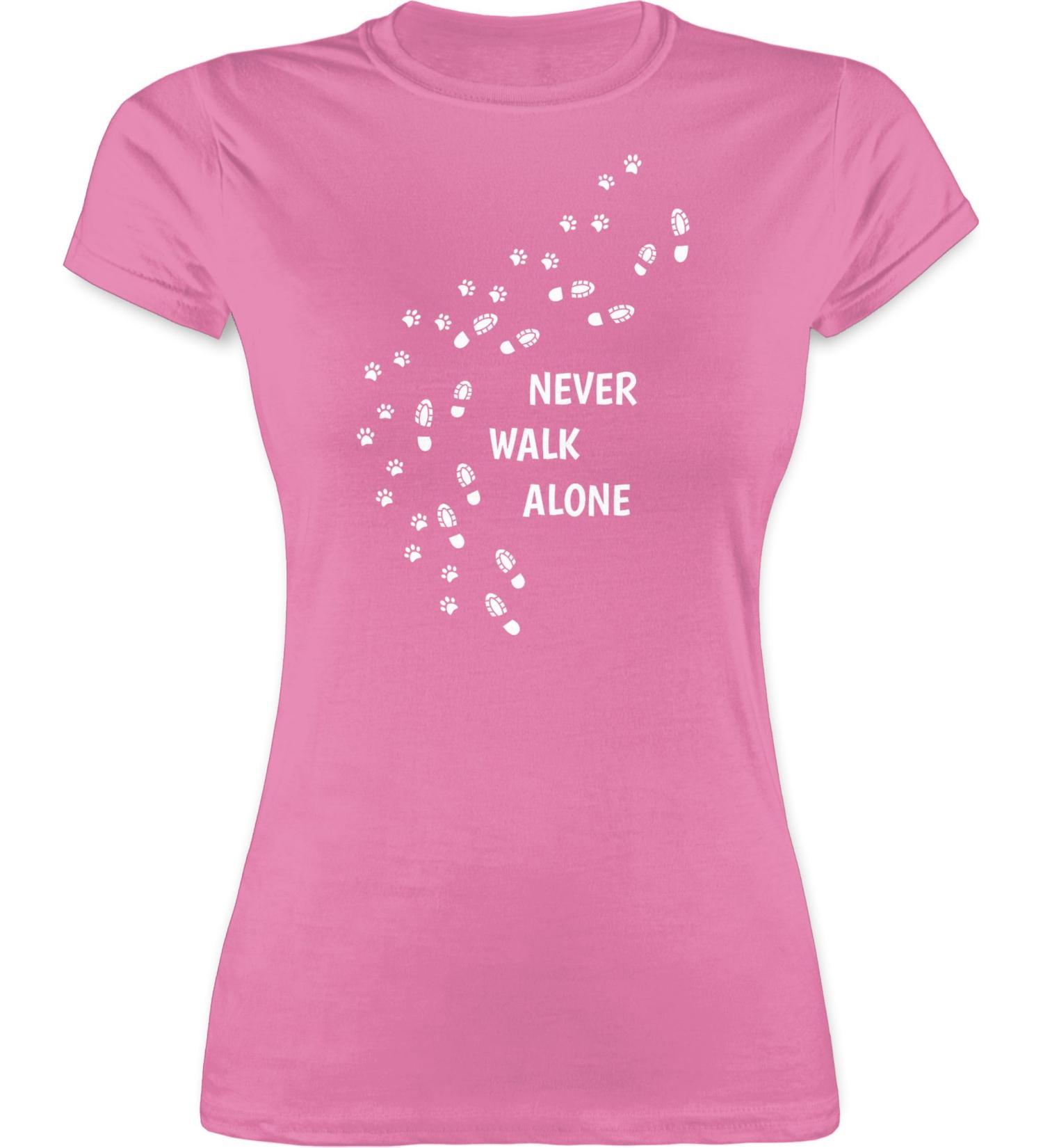 Shirtracer Women's Shirt - Perfect Gift for Dog Owners | Never Walk Alone Paw Prints - Pink XXL - Buy Online on GoSupps.com