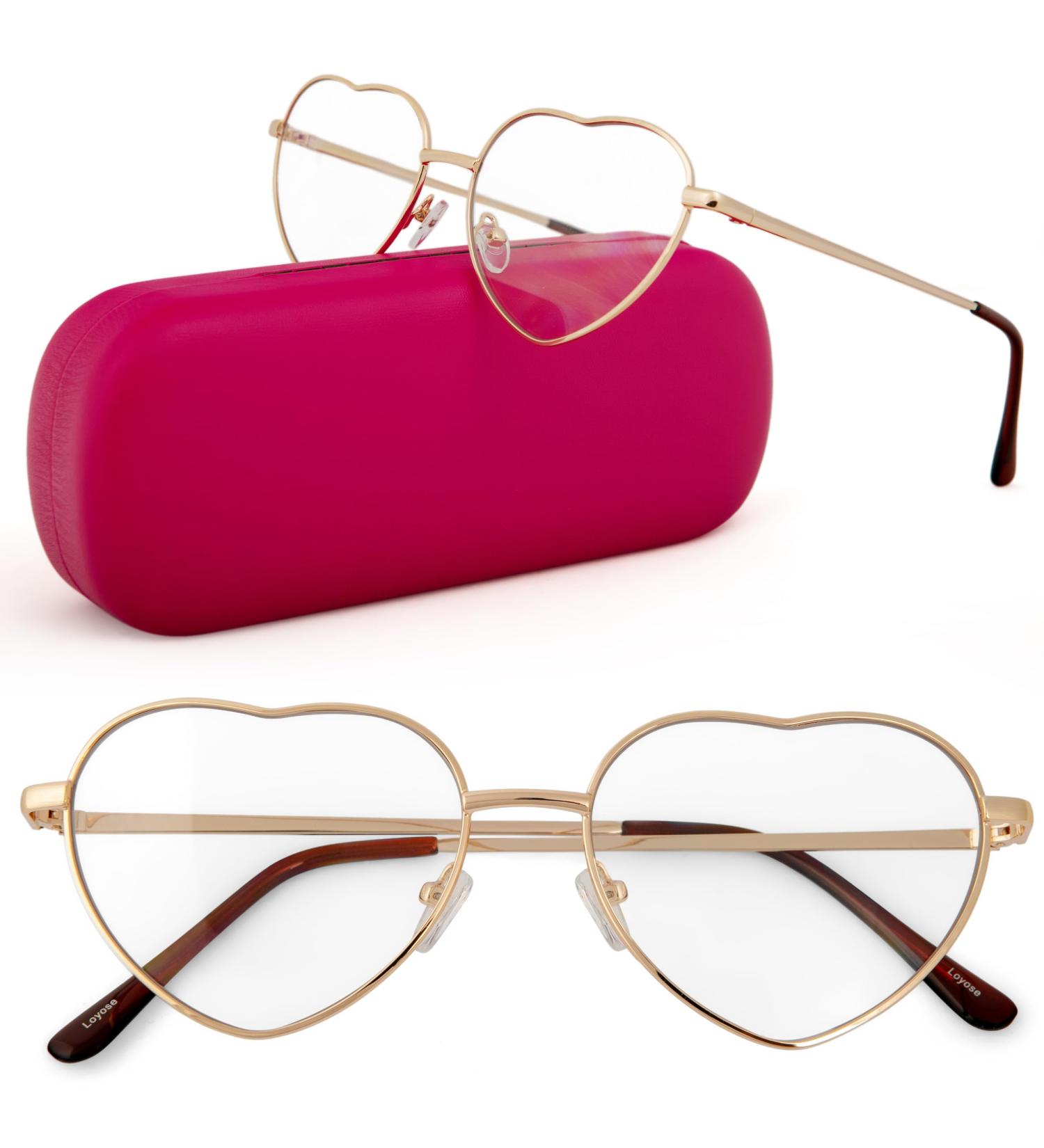 Stylish Blue Light Glasses for Women - Heart Shaped Gold Frame Blocking Blue Light for Screens Ideal for Computer Phone TV & Gaming - Buy Online on GoSupps.com