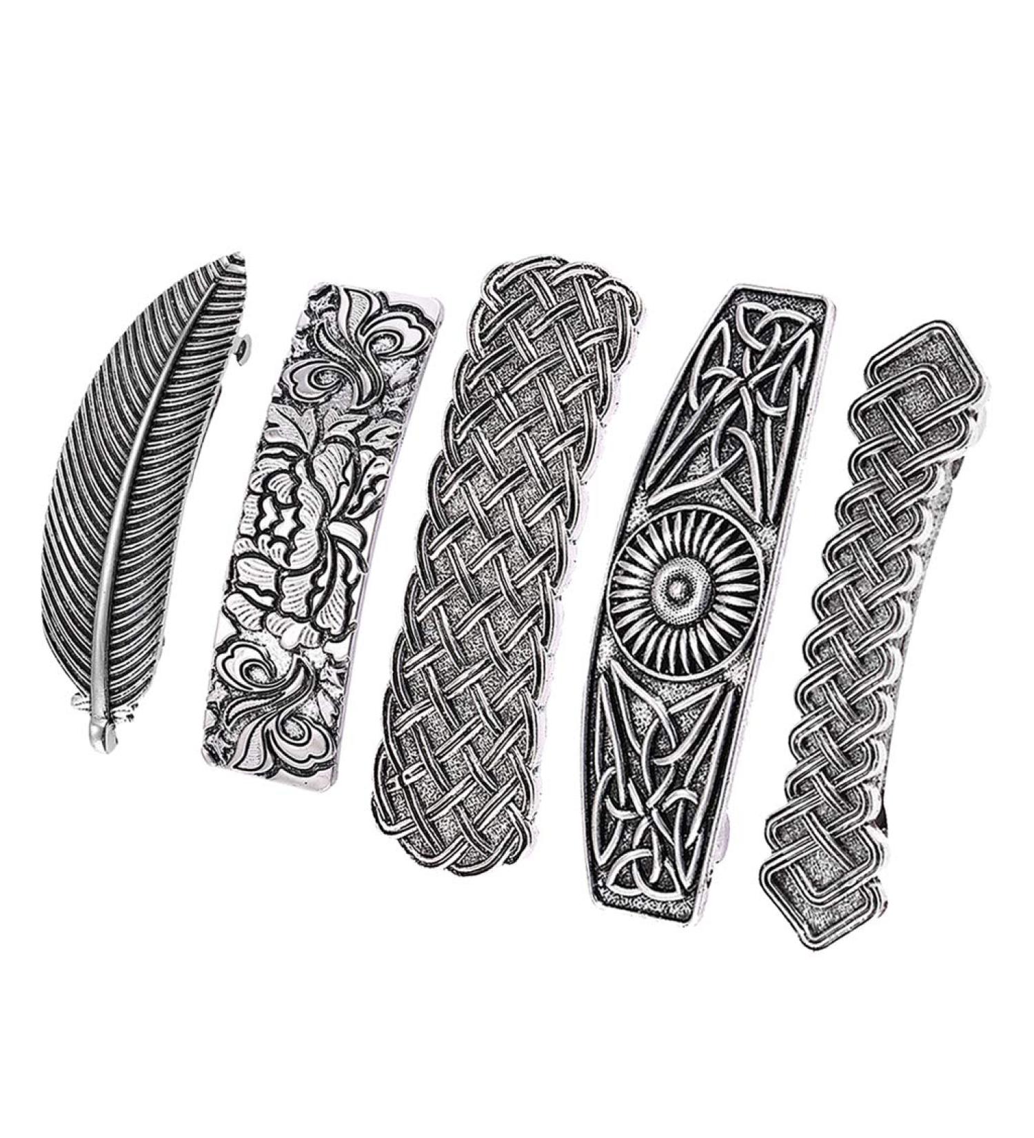 Buy Pack of 5 Vintage Nordic Hair Clips - Celtic Carved Large Clips for Women | International Shipping Available - Buy Online on GoSupps.com
