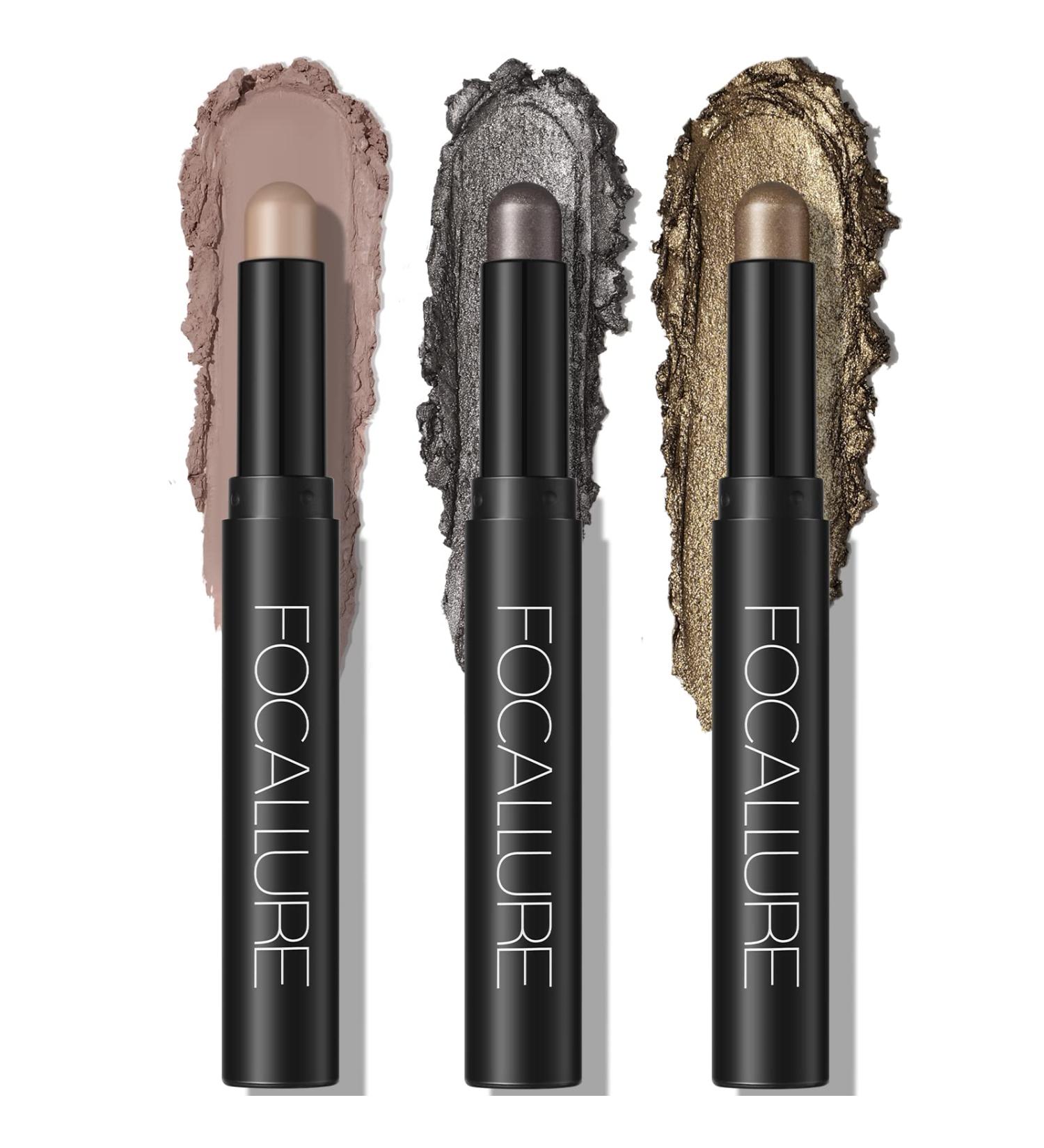 FOCALLURE 3PCS Cream Eyeshadow Stick Set - Matte and Shimmer Eye Brightener Sticks - Buy Online on GoSupps.com