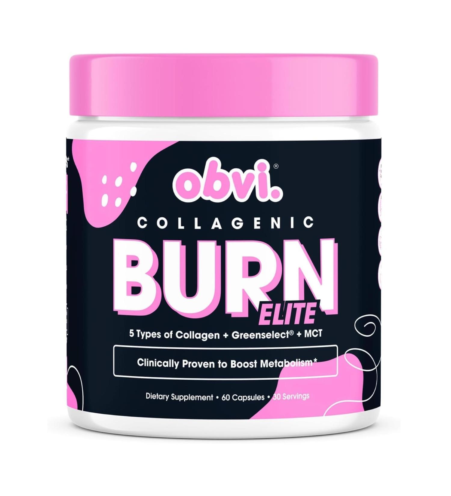 Obvi Burn Elite | Supports Metabolism Boost Energy and Focus | Supplement with Collagen and Green Tea | Supports Healthy Hair Skin Nails and Joints | 60 Capsules 30 Servings - Buy Online on GoSupps.com