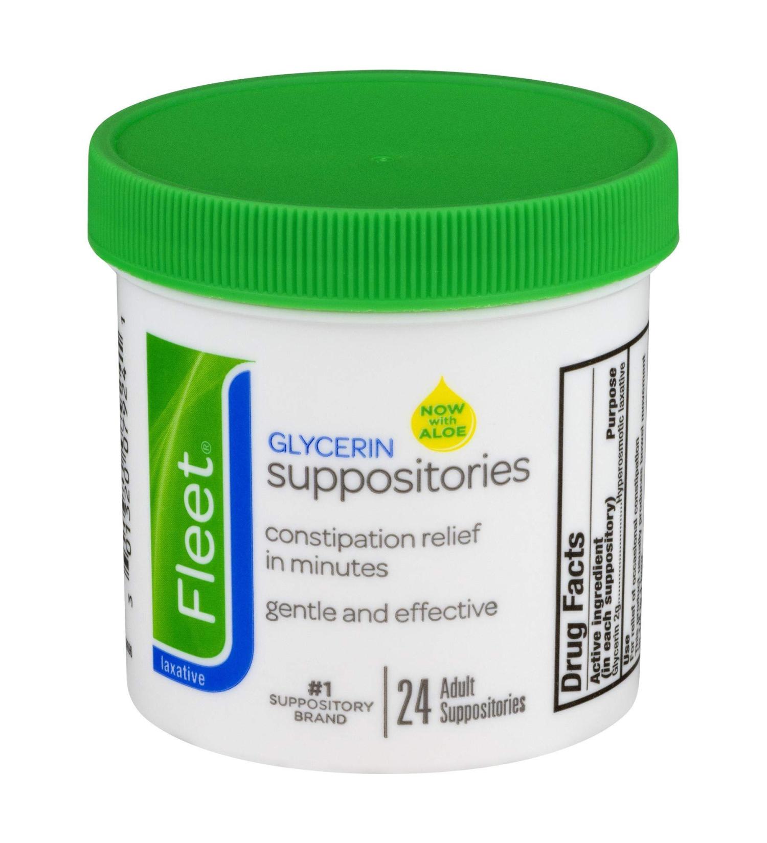 Fleet Suppos Adult Glycerin Suppository Laxatives | Pack of 24 - Buy Online on GoSupps.com