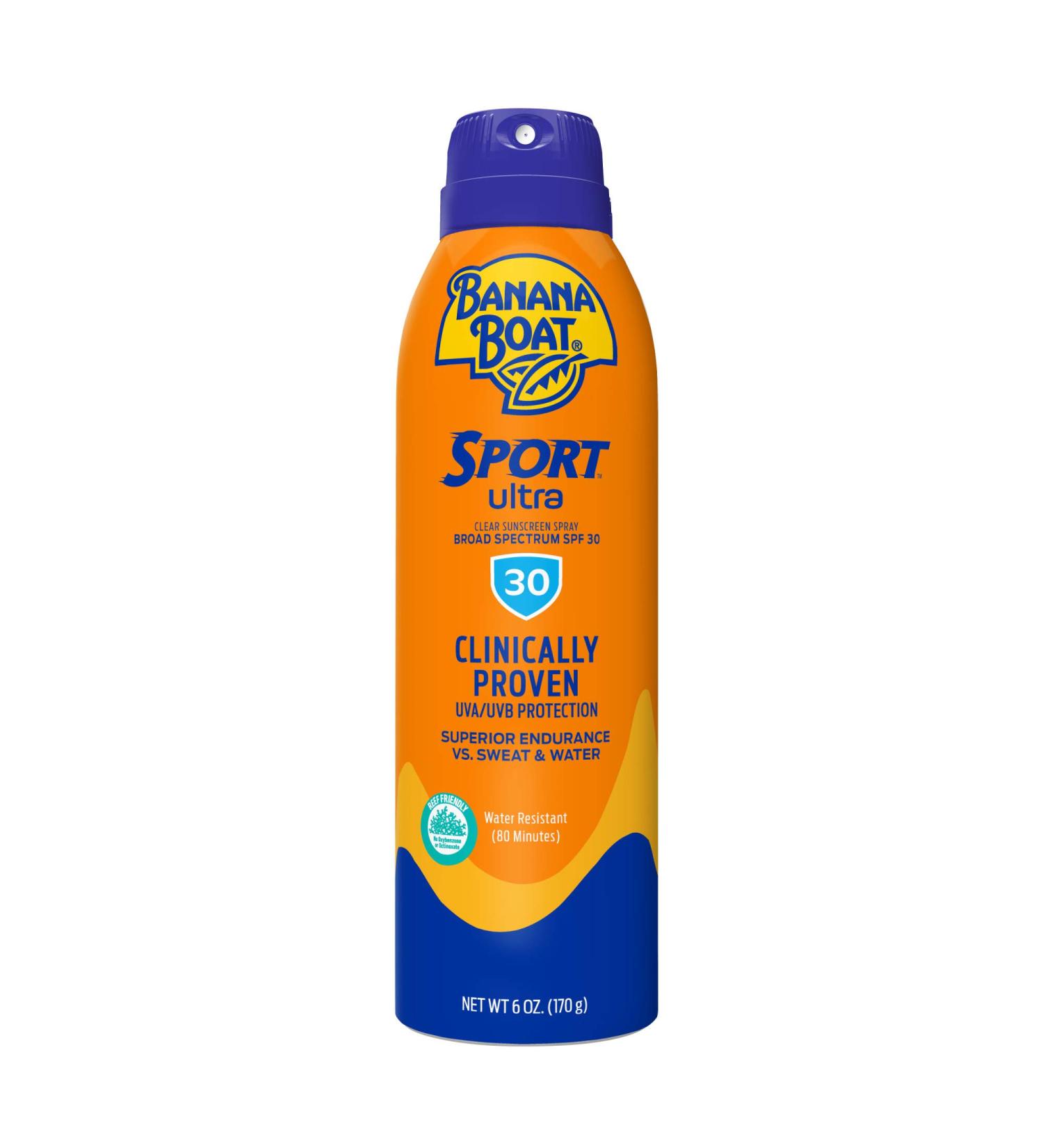 Banana Boat Sport Ultra SPF 30 Sunscreen Spray 6oz | Water Resistant Sunblock with Clear Protection (Oxybenzone-Free) - 6oz - Buy Online on GoSupps.com