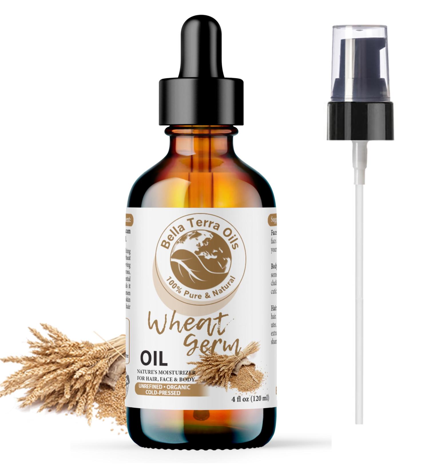 Organic Wheat Germ Oil 4oz - Bella Terra Oils | Vitamin E & C Face Oil for Natural Glow & Suppleness - Buy Online on GoSupps.com