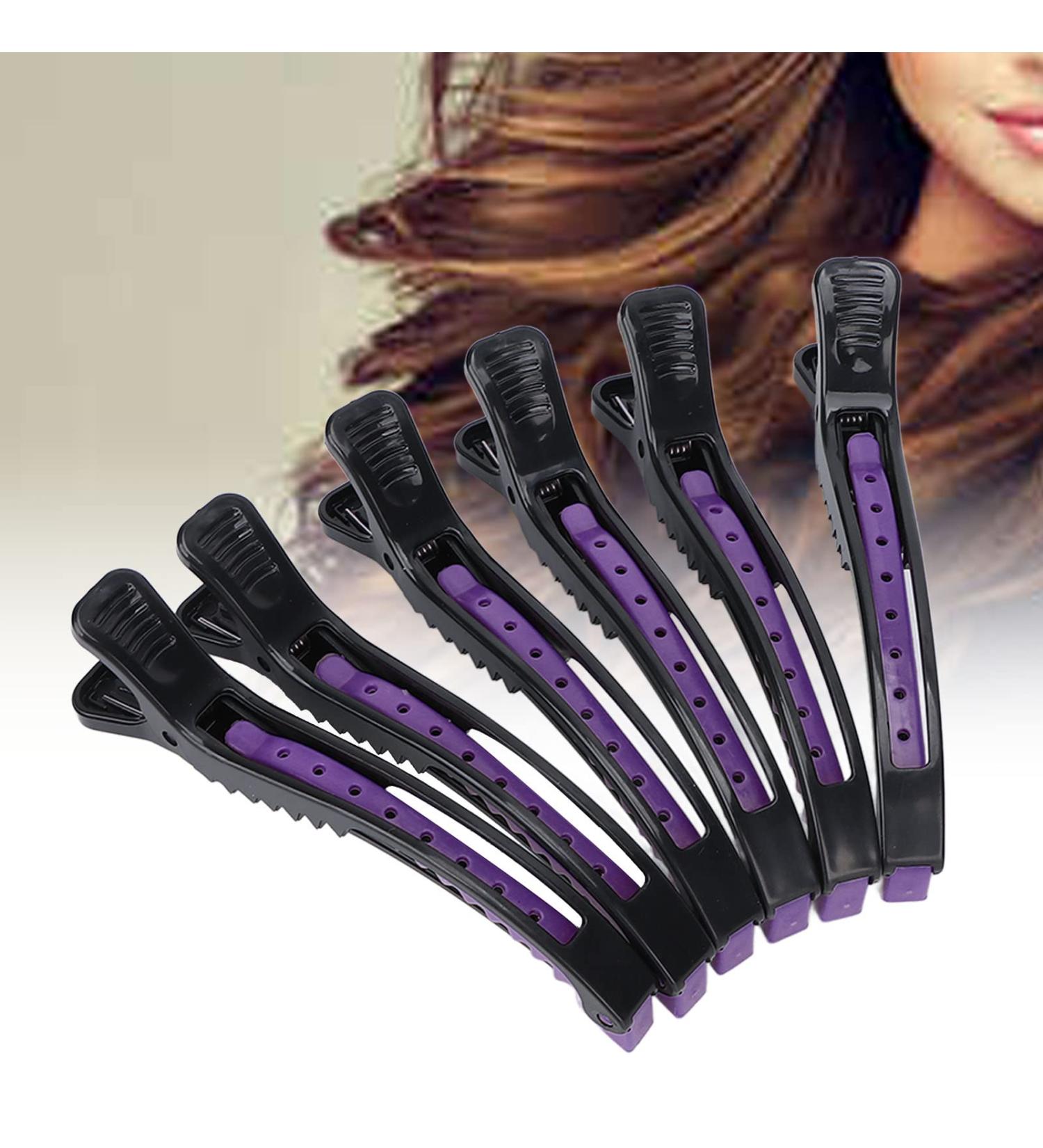 Pack of 6 Black & Purple Hair Clips - Sectioning & Curl Hairdresser Supplies | International Shipping - Buy Online on GoSupps.com