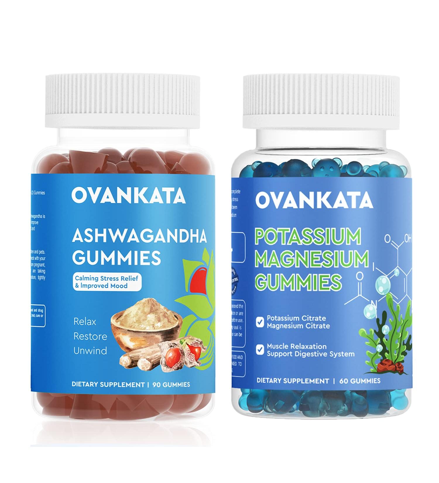 OVANKATA Potassium Magnesium Gummies with Ashwagandha & Vitamin D - Natural Energy & Stress Relief - Buy Online on GoSupps.com