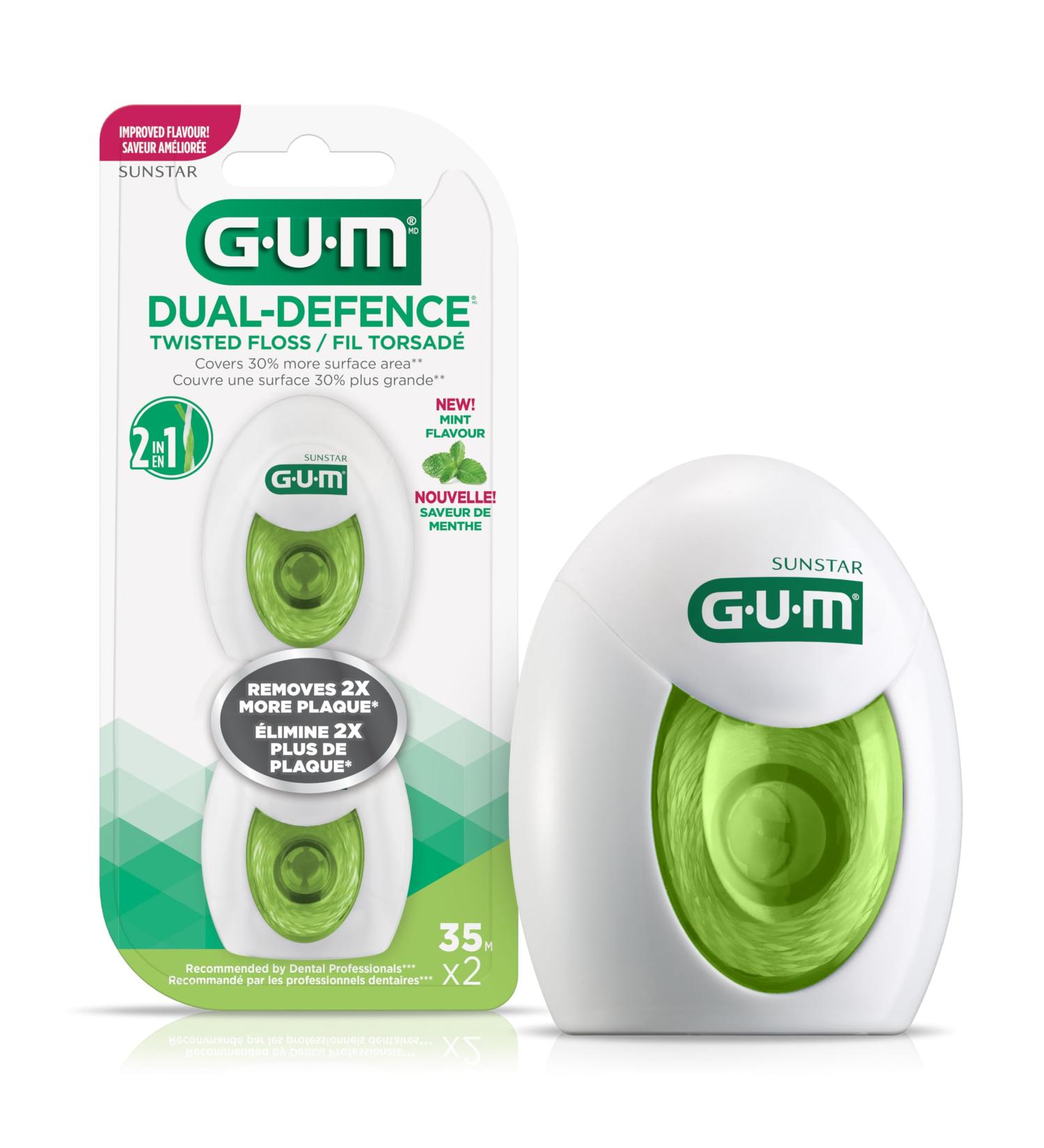 GUM Dual-Defence Twisted String Floss Mint 2X35M 35.00 m (Pack of 2) Twisted Floss - Buy Online on GoSupps.com