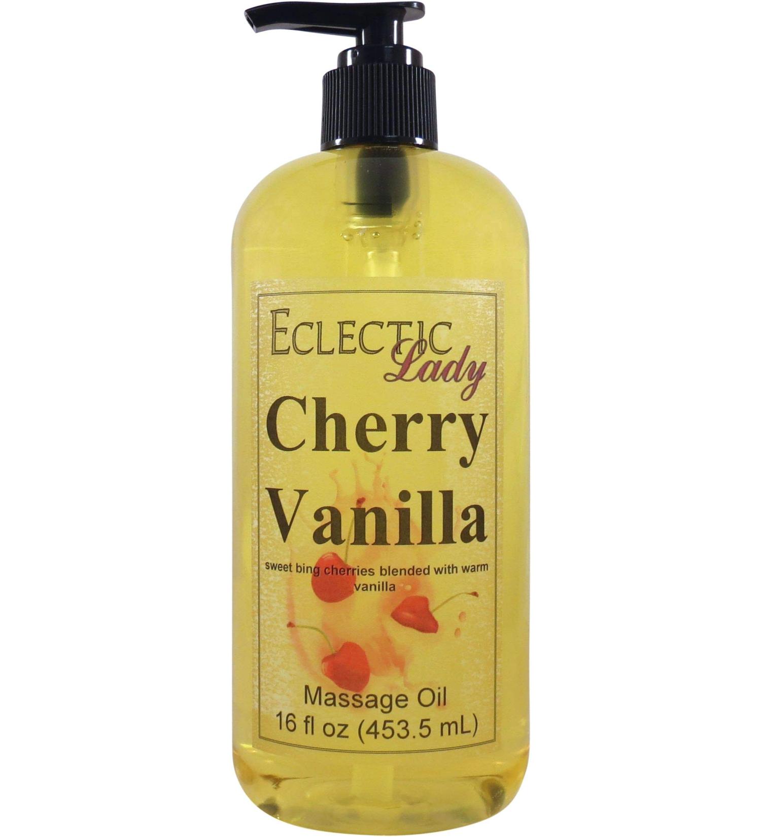 Cherry Vanilla Massage Oil 16 oz | Sweet Almond & Jojoba Oils | Preservative Free | Perfect for Aromatherapy & Relaxation - Buy Online on GoSupps.com