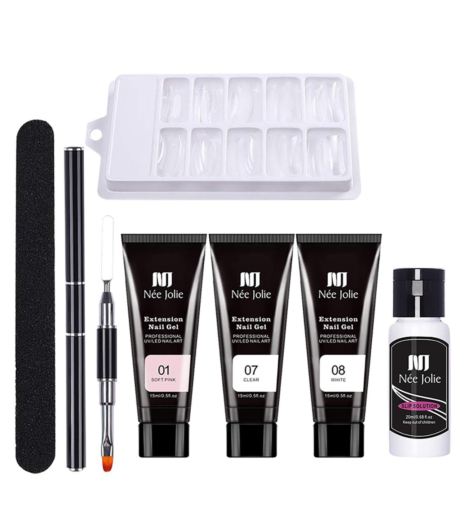 Premium Nail Gel Extension Set - DIY Acrylic Poly-Gel for Perfect Home Nail Art | Quick Building Kit with Double Slide & Scraper - Buy Online on GoSupps.com