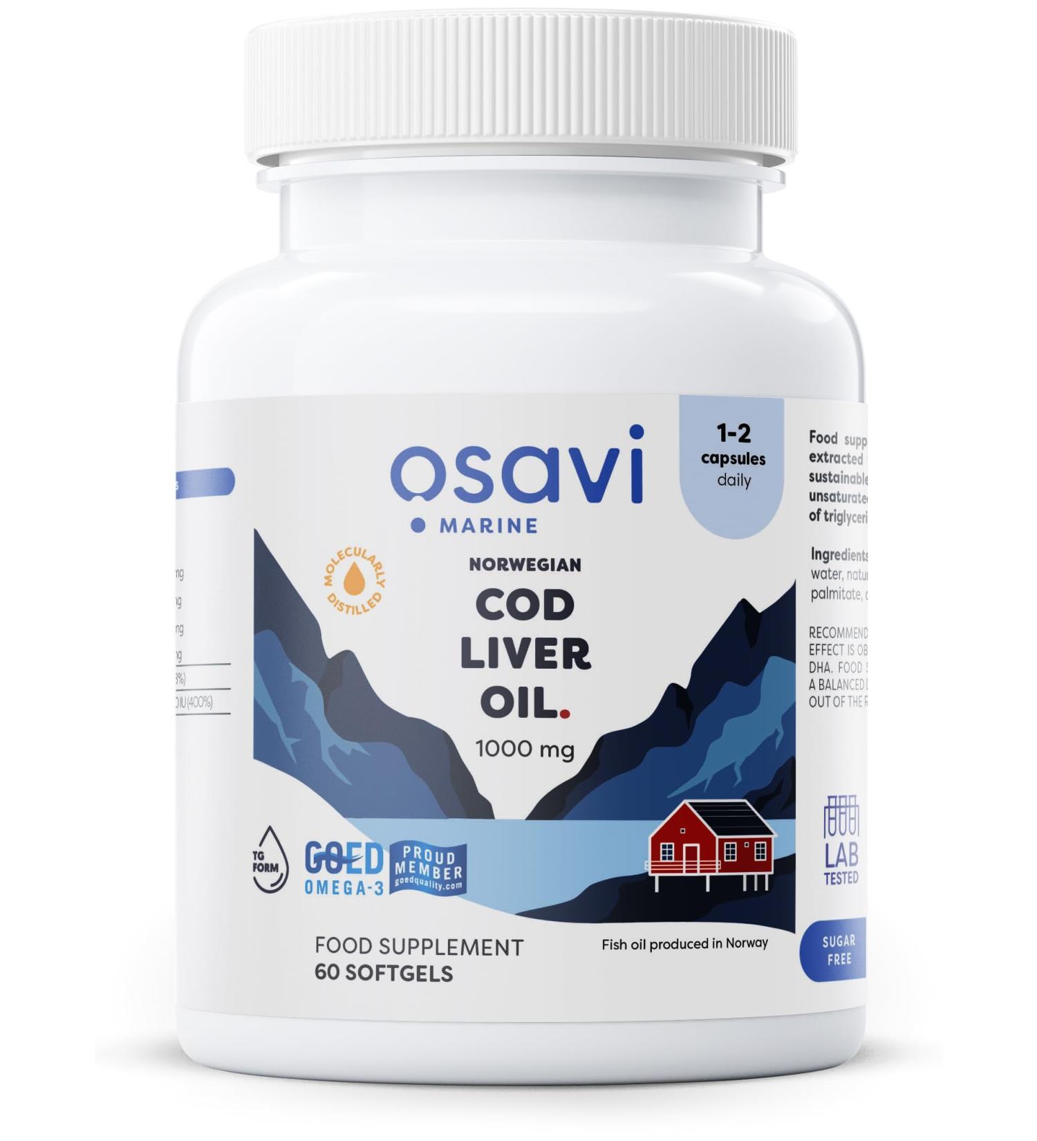 Osavi Norwegian Cod Liver Oil Softgels 1000mg (Lemon) - 60 softgels - Buy Online on GoSupps.com