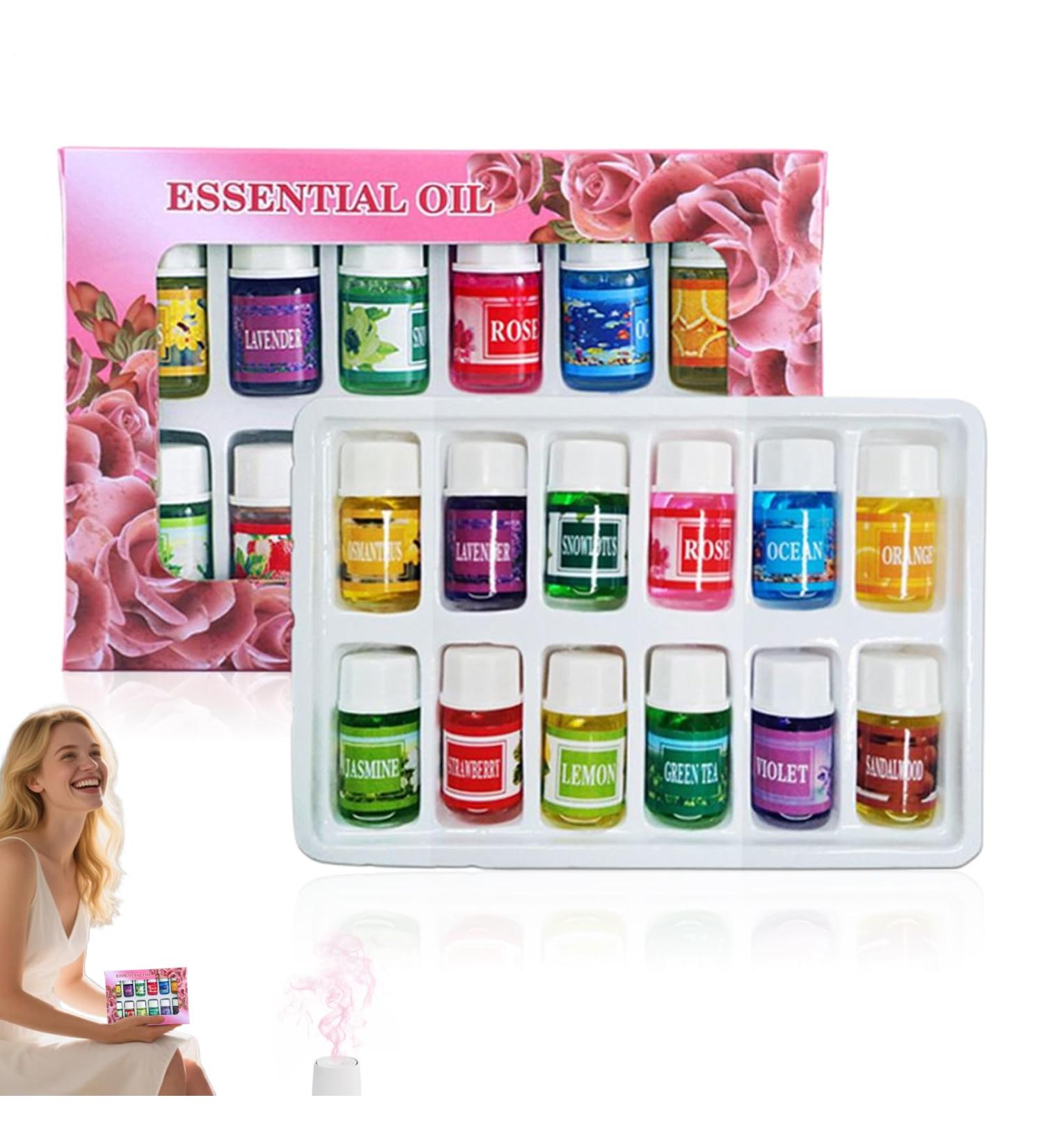  Naqqios Aromatherapy Oils | Set of 12 Water-Soluble Aromatic Essences - Natural Water-Soluble Oils for Humidifiers 3 ml Long-Lasting Air Freshener for Bedrooms and - Buy Online on GoSupps.com