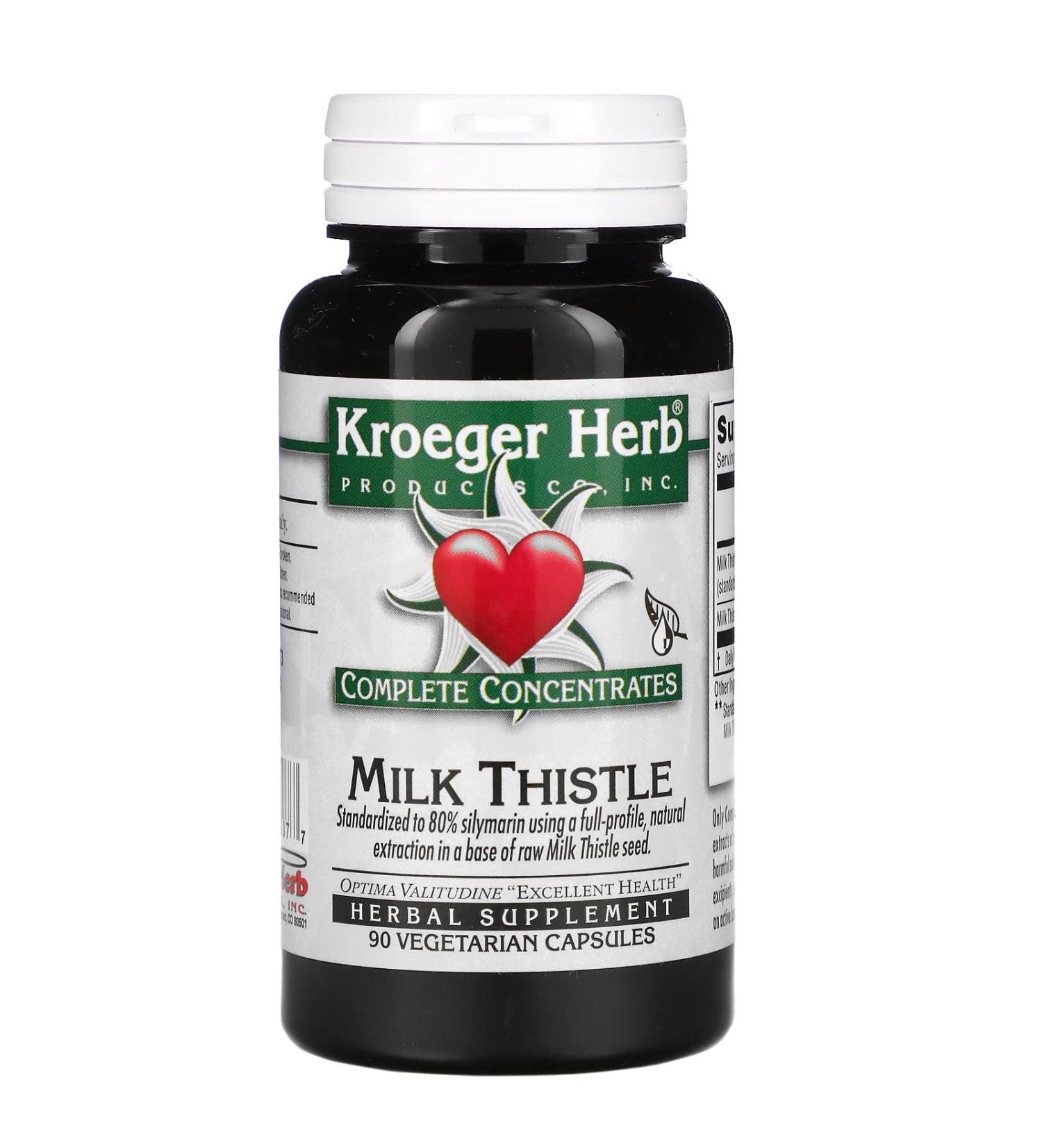 Complete Concentrates Milk Thistle 90 Vegetarian Capsule Kroeger Herb Co Milk Thistle 90 Count (Pack of 1)