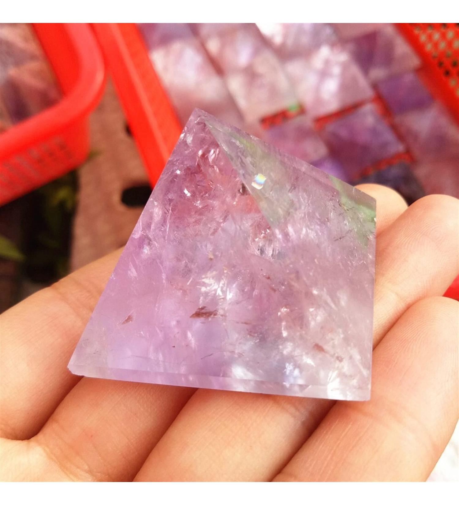 Crystal Rough 1 pcs 4.5cm Natural Amethyst Crystal Pyramid Purple Gemstone Pyramid Quartz Stone Obelisk Point Lucky Mascot - Buy Online on GoSupps.com