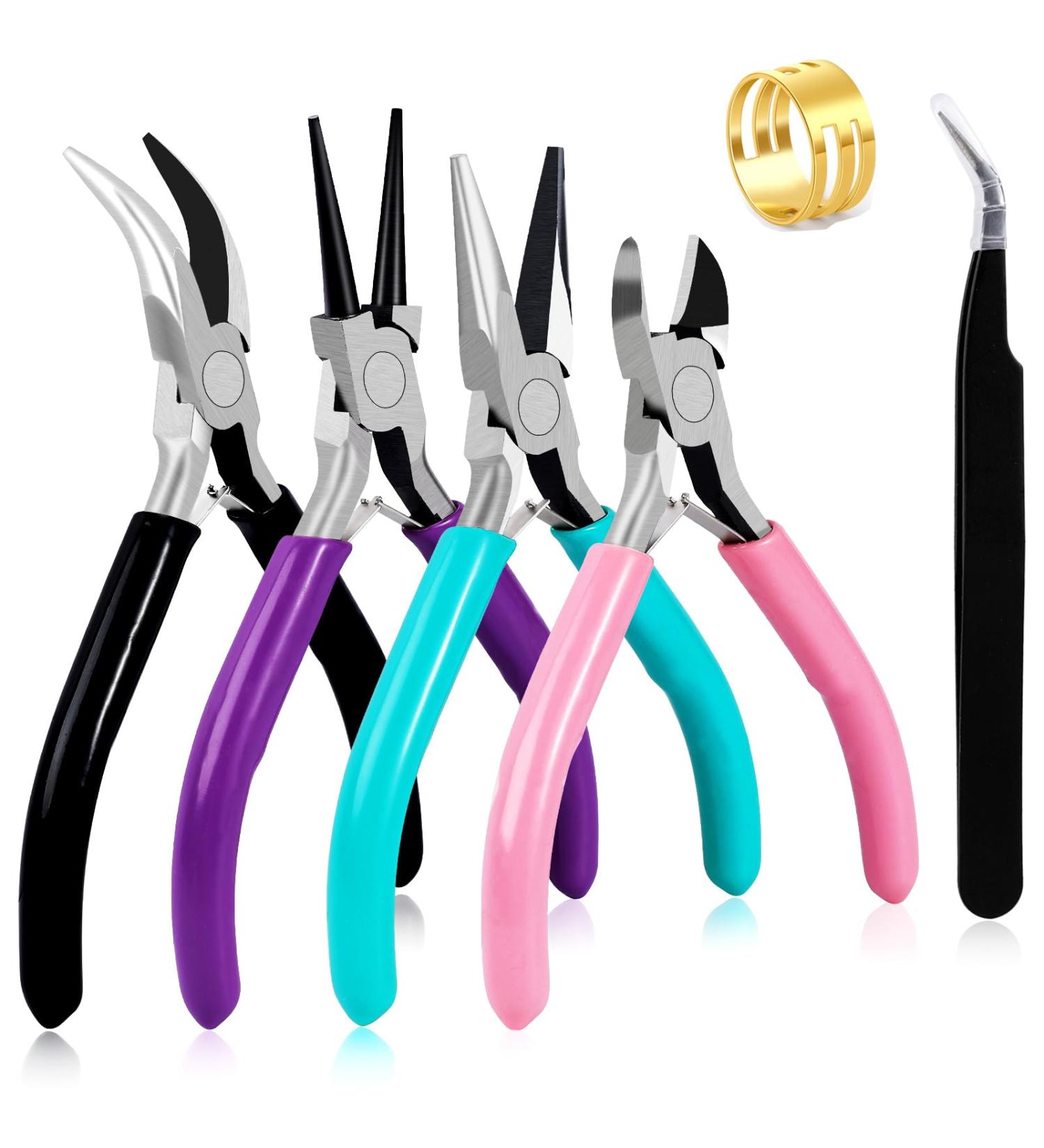 4 Pack Jewelry Making Pliers Tools Kit - Needle, Chain, Round, Bent Nose Pliers & Wire Cutters - for Earring Craft Supplies - Mix Color - Buy Online on GoSupps.com