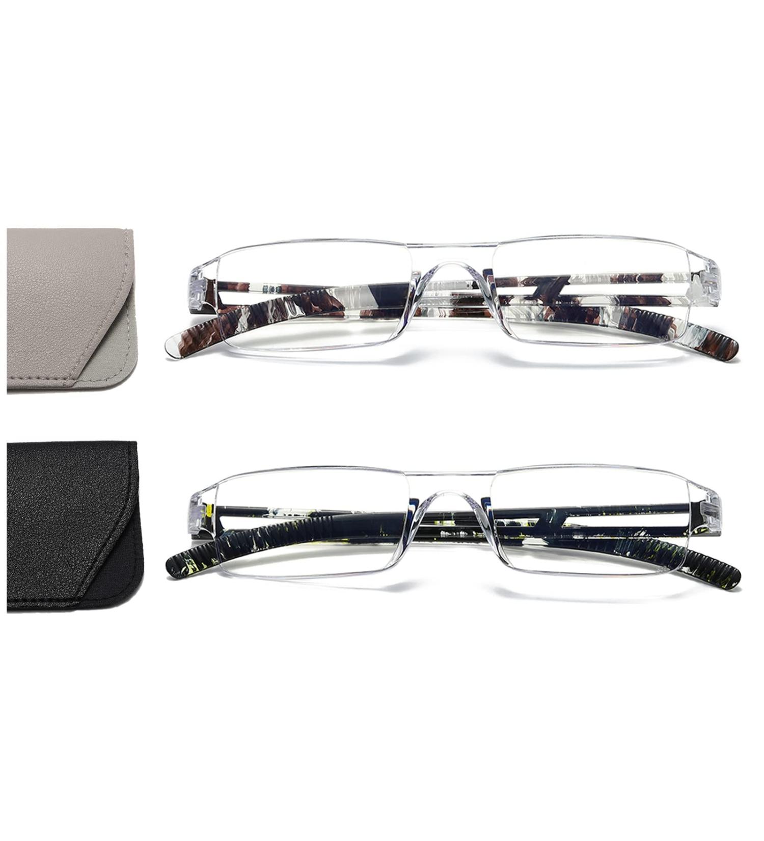 Hubeye 2 Pack Frameworkless Reading Glasses - Anti-Blue Light Reading Aid for Men & Women | Light & Convenient | +3.00 Dioptria Mixed Colors (1030-5) - Buy Online on GoSupps.com