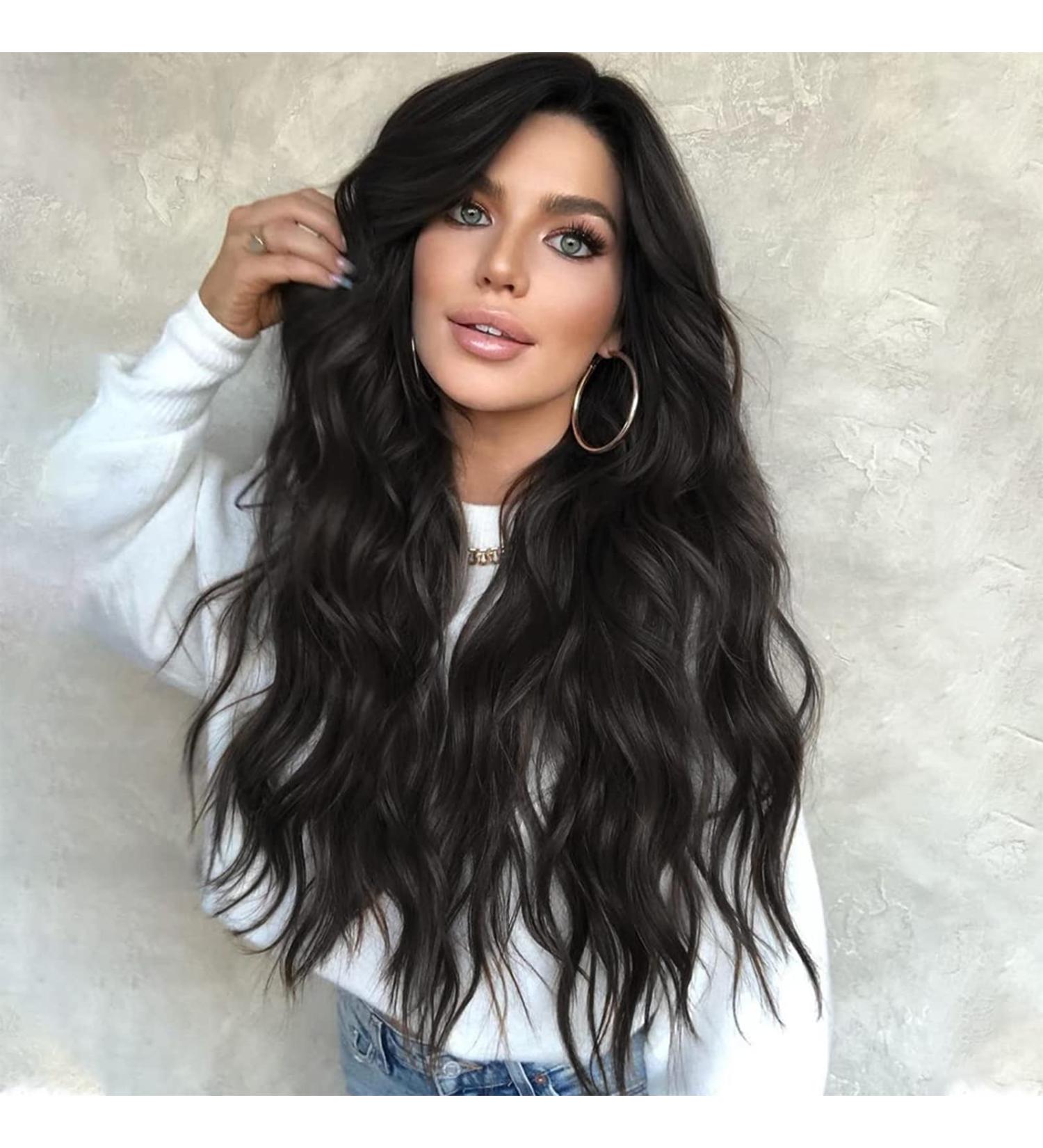AIQUEENS Long Black Wavy Wig for Women - Natural Synthetic Hair Replacement for Daily & Party Use - Buy Online on GoSupps.com