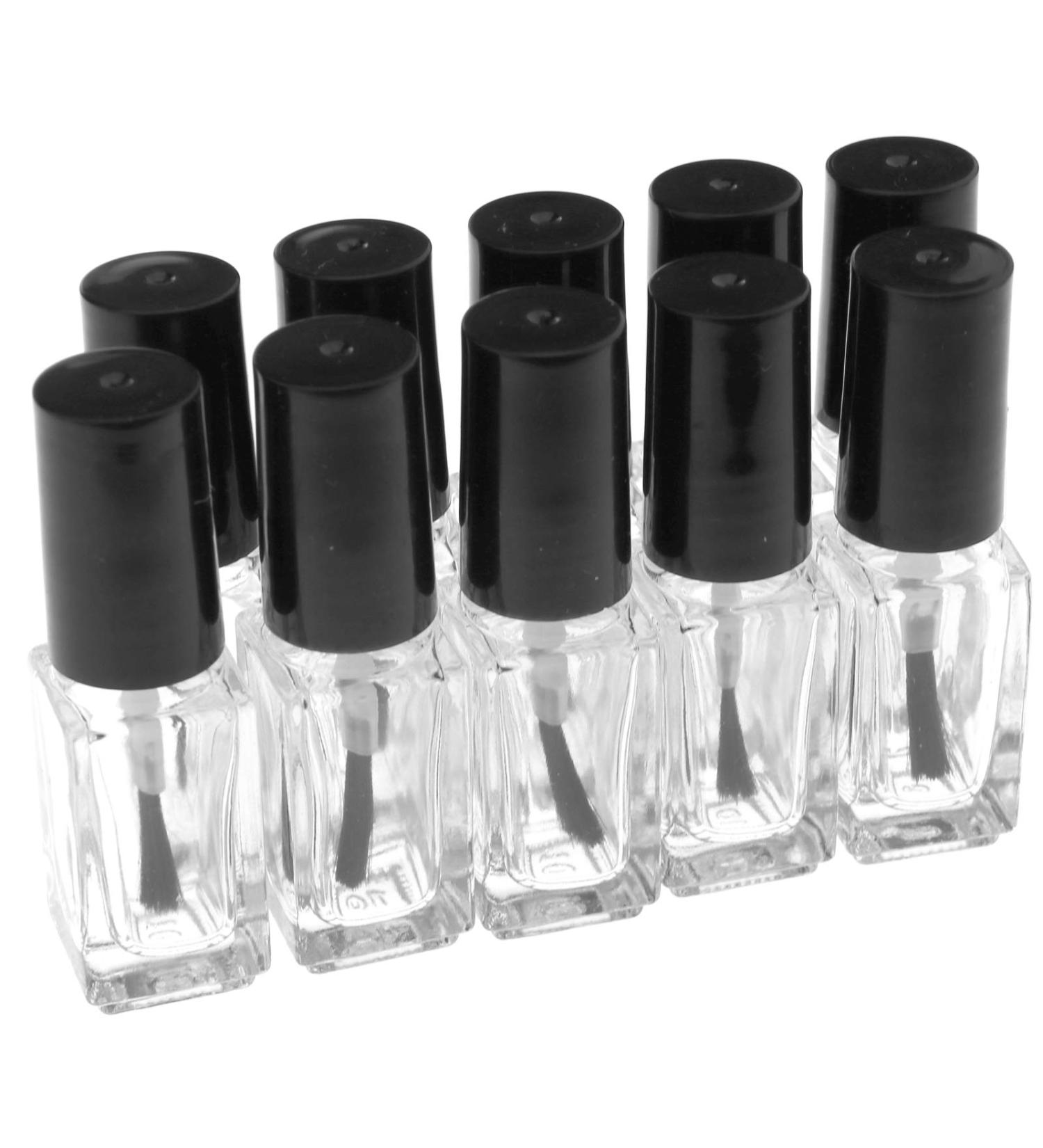 10 Empty Square Glass Nail Polish Bottles - Perfect for Nail Art & Varnish Storage - International Shipping Available - Buy Online on GoSupps.com