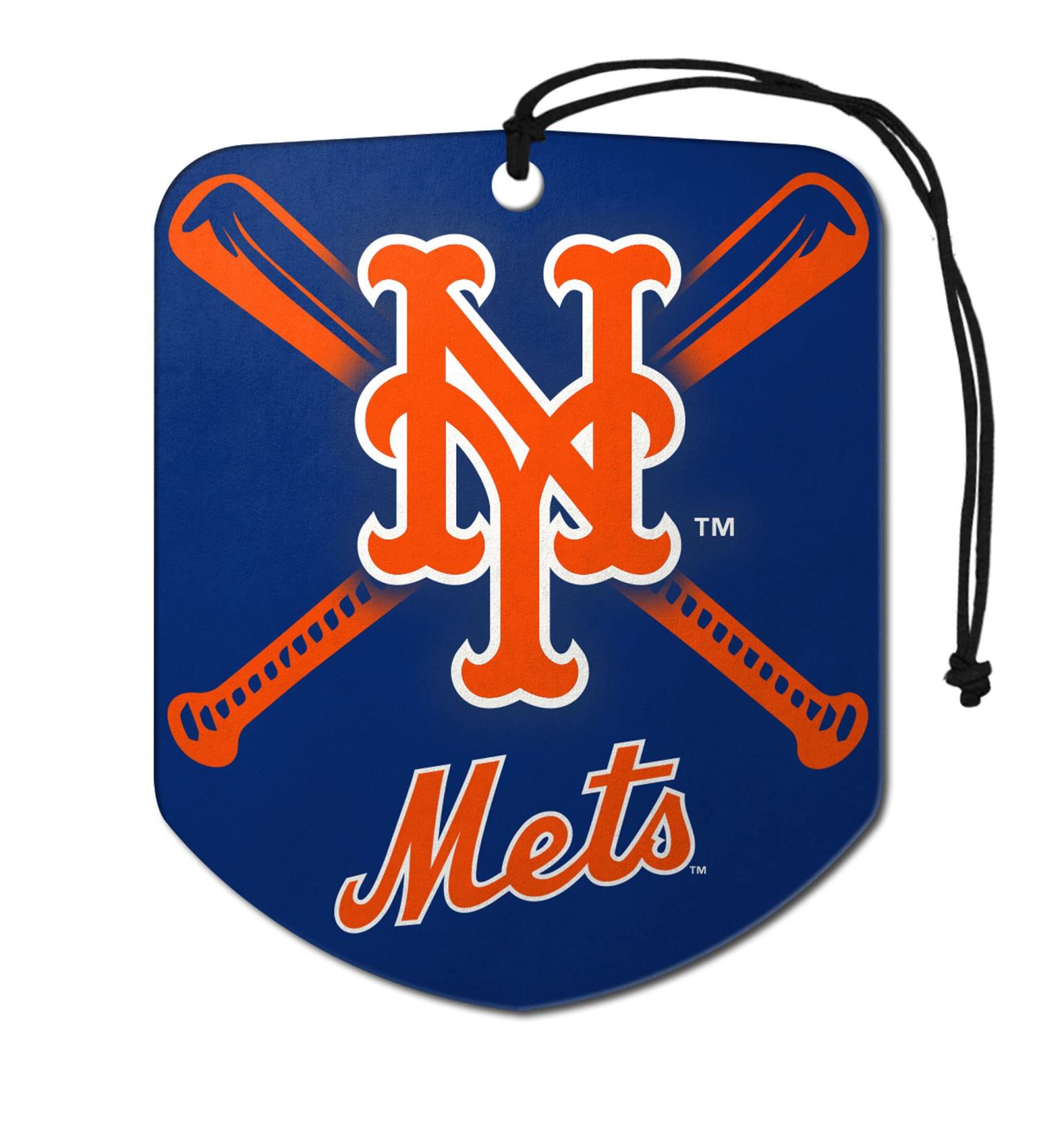 FANMATS 61550 MLB New York Mets Hanging Car Air Freshener, 2 Pack, Black Ice Scent, Odor Eliminator, Shield Design with Team Logo