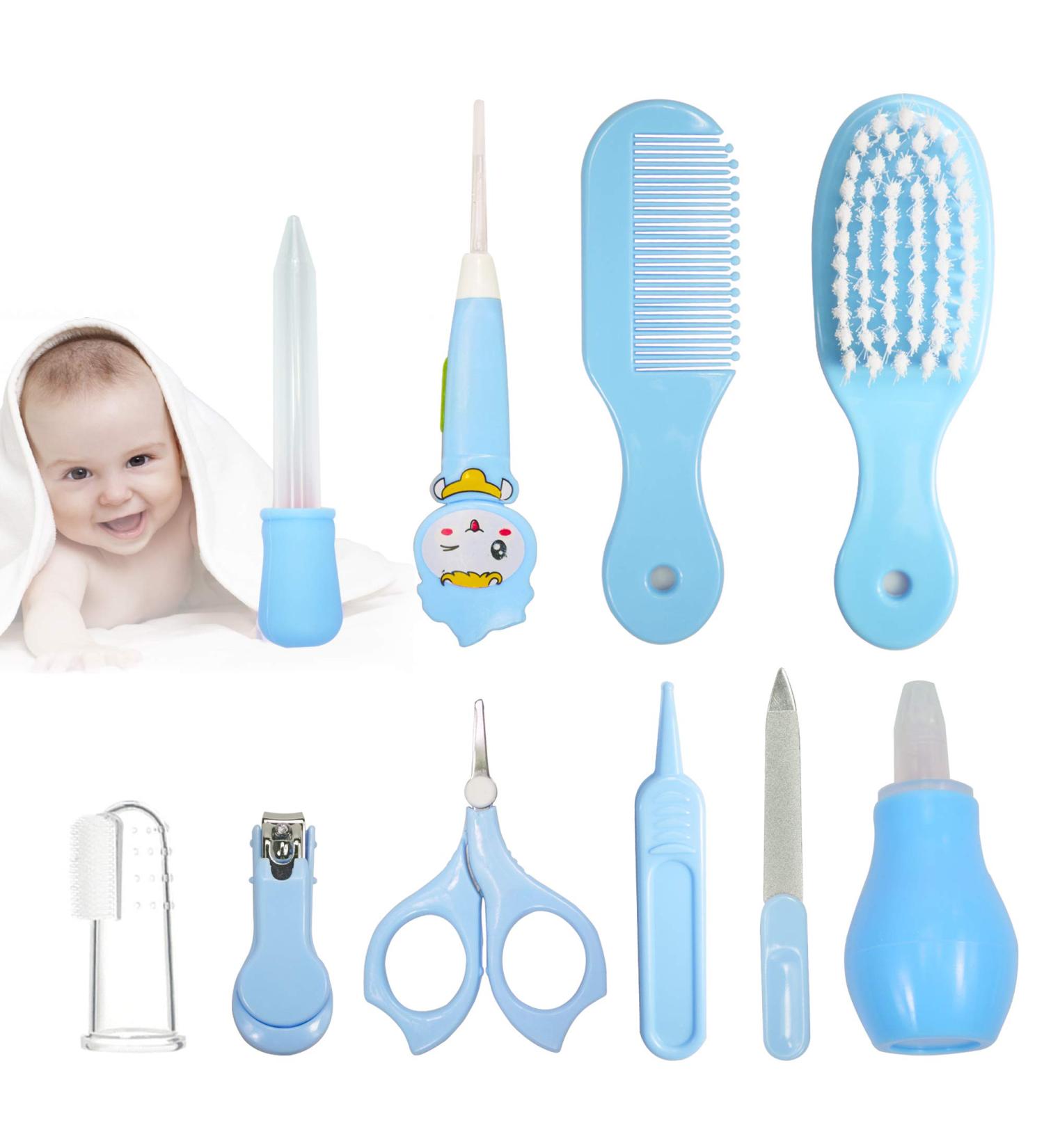 Joyeee Baby Grooming Kit - 10pcs Portable Care Set with Storage Case for Newborns - Nursery Essentials for Infant Healthcare & Grooming - Blue - Buy Online on GoSupps.com