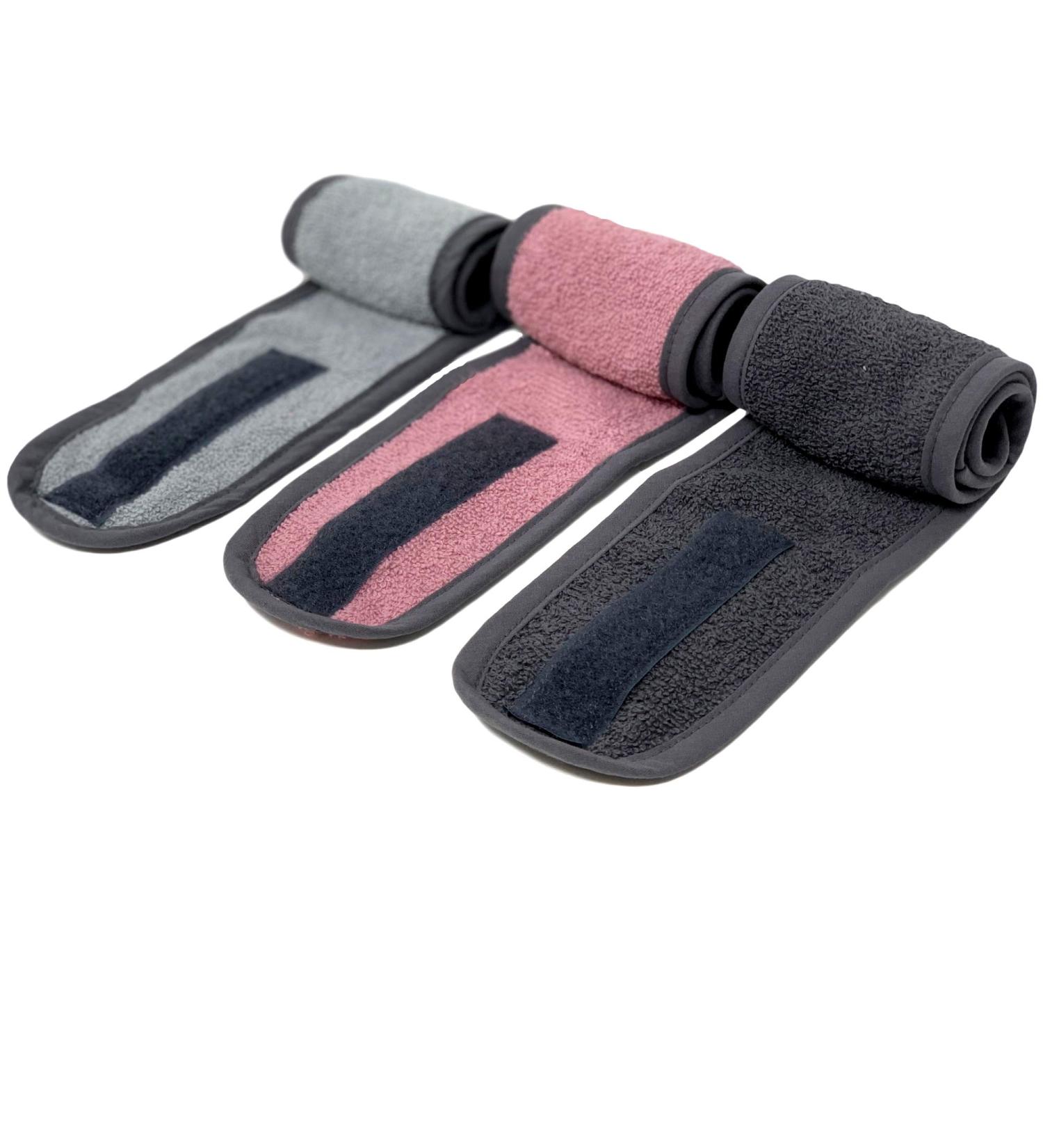 Homelevel Cosmetics Hair Band Set - 3x Frote Lake Headbands for Skincare | 100% Cotton One Size - Gray/Pink/Black - Buy Online on GoSupps.com