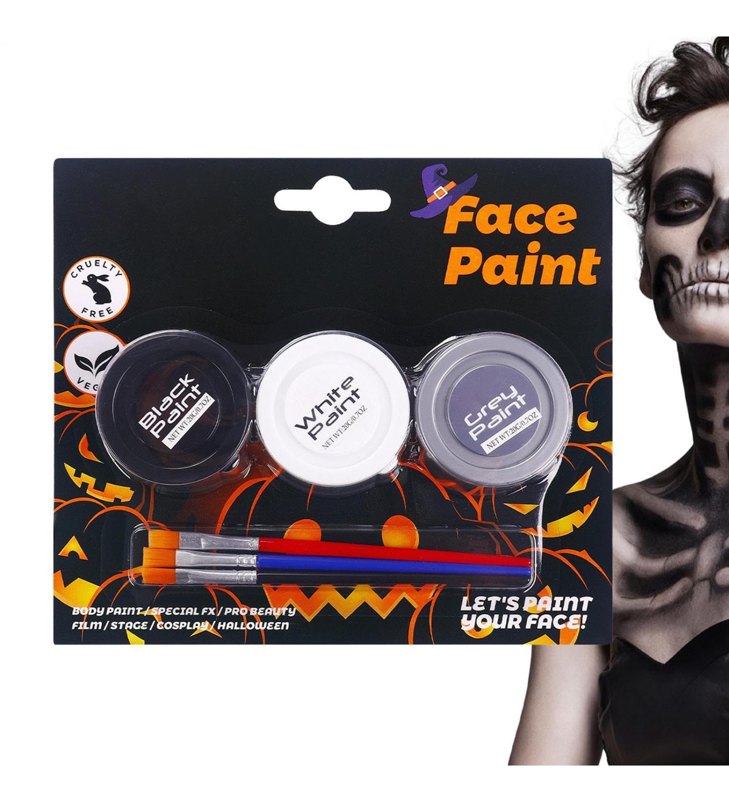 Adult Body Paint - Washable Makeup Cream | 3-Color Water-Soluble Face Makeup Kit for Adult Cosplay Costumes Sporting Events Clown Skeleton - Buy Online on GoSupps.com