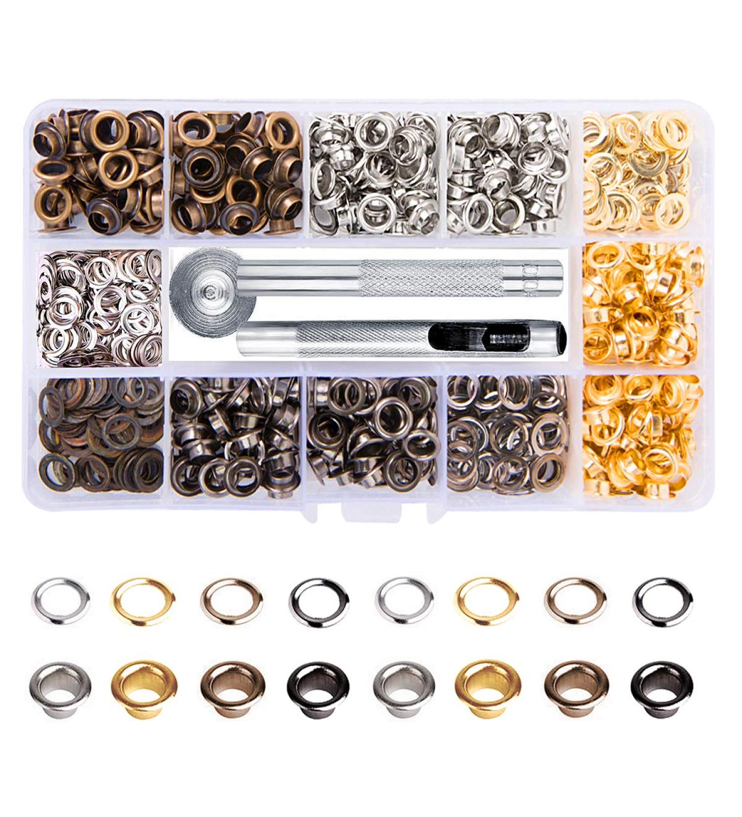 Metal Grommet Kit 3/16 inch 400Pcs Grommets Eyelets Sets with 3 Pieces Install Tool Kit and Box for Shoes Clothes Crafts Bag DIY Project 4 Colors 3/16 inch 400 Sets  4 Colors - Buy Online on GoSupps.com