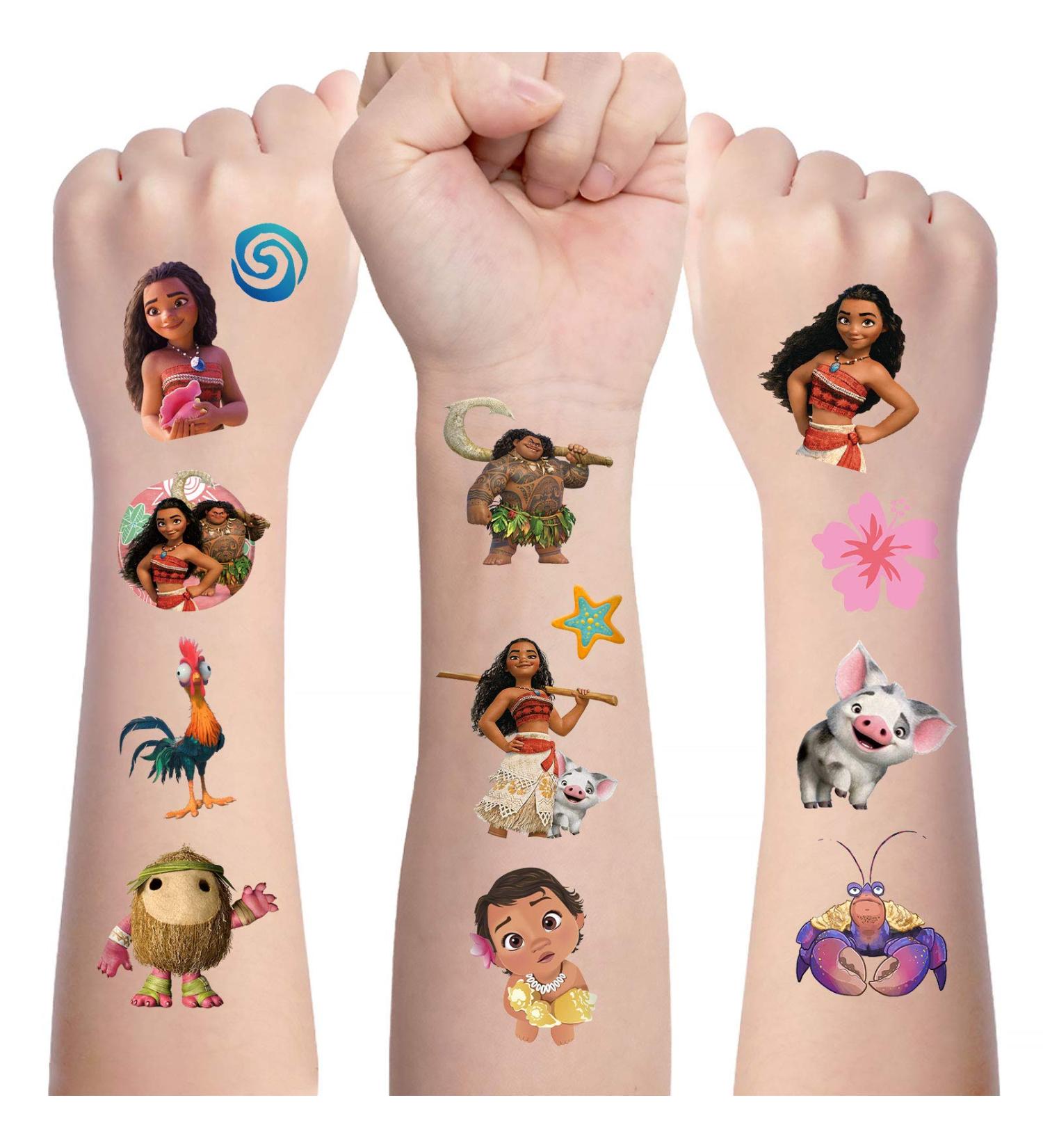 Girls Moana Temporary Tattoos - Kid's Party Favors & School Rewards | Fake Art Craft for Boys & Girls | Birthday Gifts & Water Bottle Decor - Buy Online on GoSupps.com