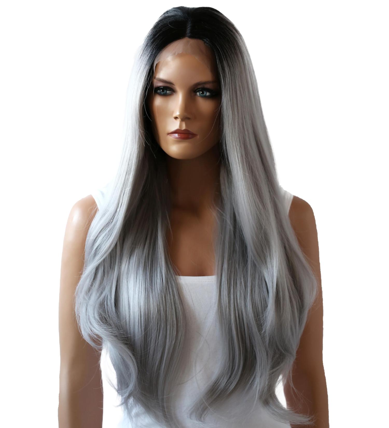 CAISHA 70cm Lace Front Wig - Long Heat-Resistant Synthetic Ombr Gray Fashion Wig #3534 LFW1004 - International Shipping Available - Buy Online on GoSupps.com