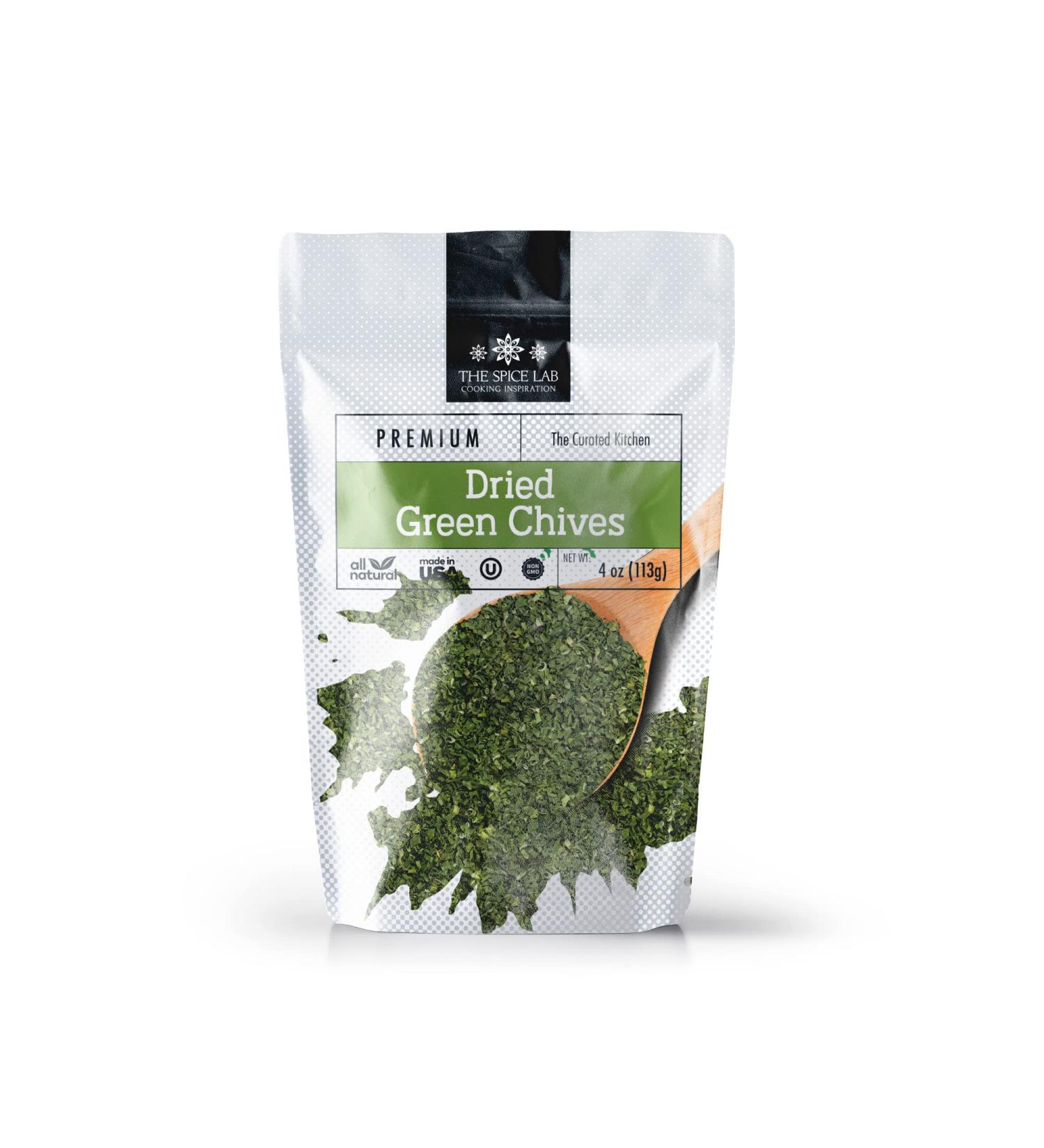The Spice Lab Chopped Dried Green Chives 4 oz - All Natural Kosher Non GMO Gluten Free Spice - Buy Online on GoSupps.com