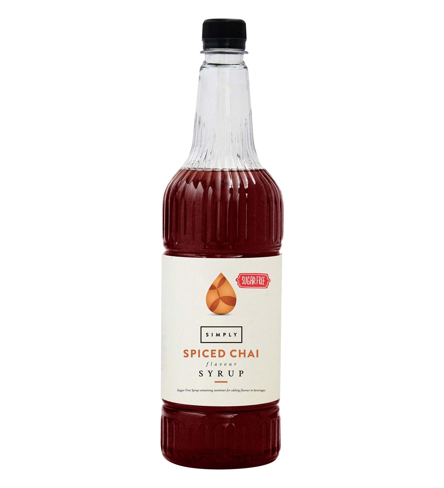 Simply Sugar Free Spiced Chai Syrup Low Calorie Vegan & Nut Free Flavoured Syrup for Coffee Cocktails & Baking (1 Litre) - Buy Online on GoSupps.com