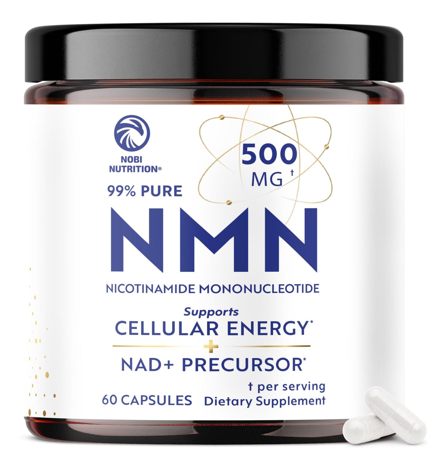 NMN Supplement 500mg | 99% Pure | NAD+ Precursor for Cellular Energy Longevity Repair and Healthy Aging Support | Third-Party Tested & Non-GMO | Nicotinamide Mononucleotide | 60 NMN Capsules - Buy Online on GoSupps.com