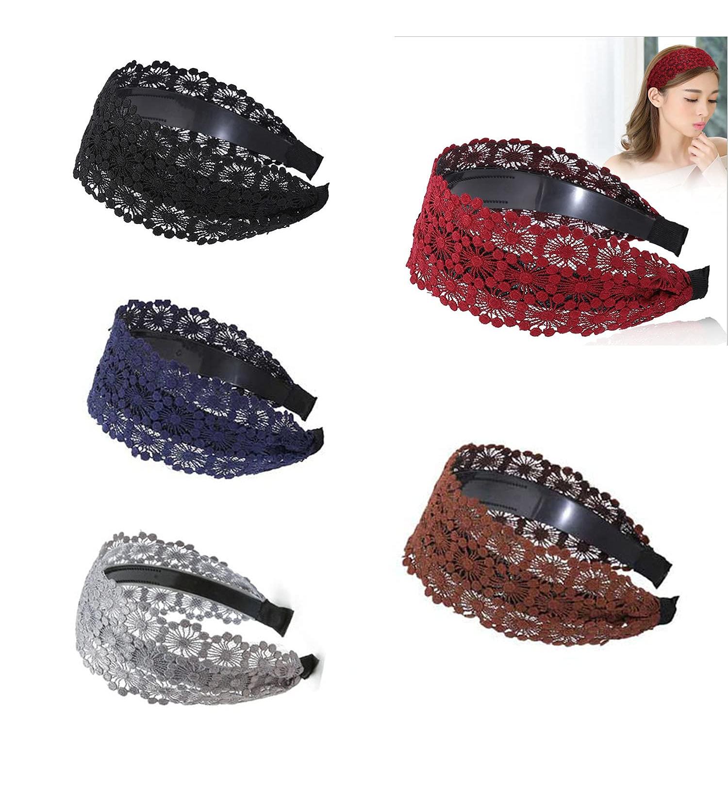 DORIS&JACKY Fashion Lace Headbands - Set of 5 Wide Elastic Hairbands for Women and Girls - Buy Online on GoSupps.com