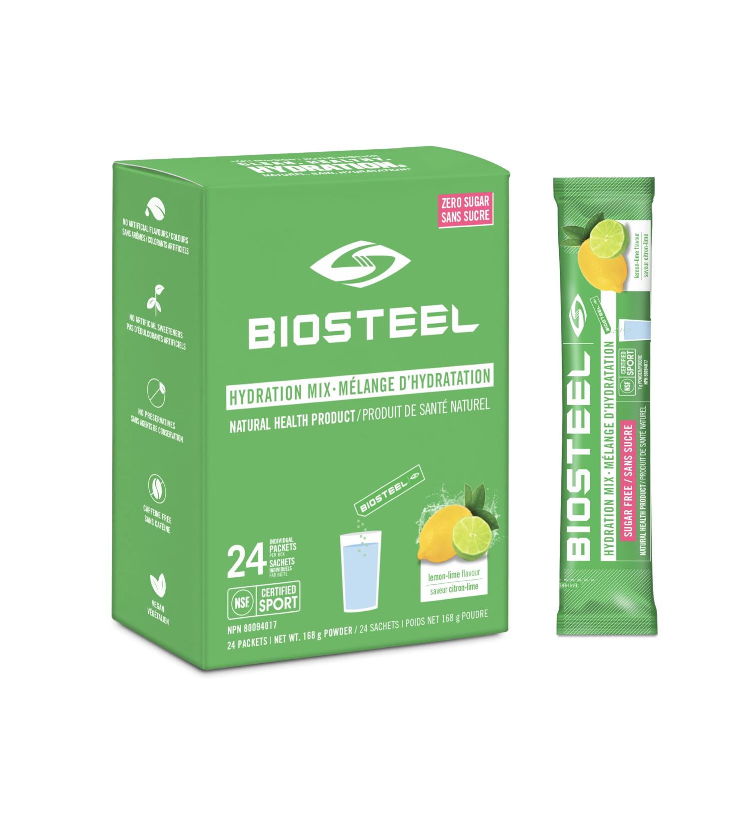BioSteel Hydration Mix Great Tasting Hydration with Zero Sugar and No Artificial Flavours or Preservatives Lemon Lime Flavour 24 Single Serving Packets - Buy Online on GoSupps.com