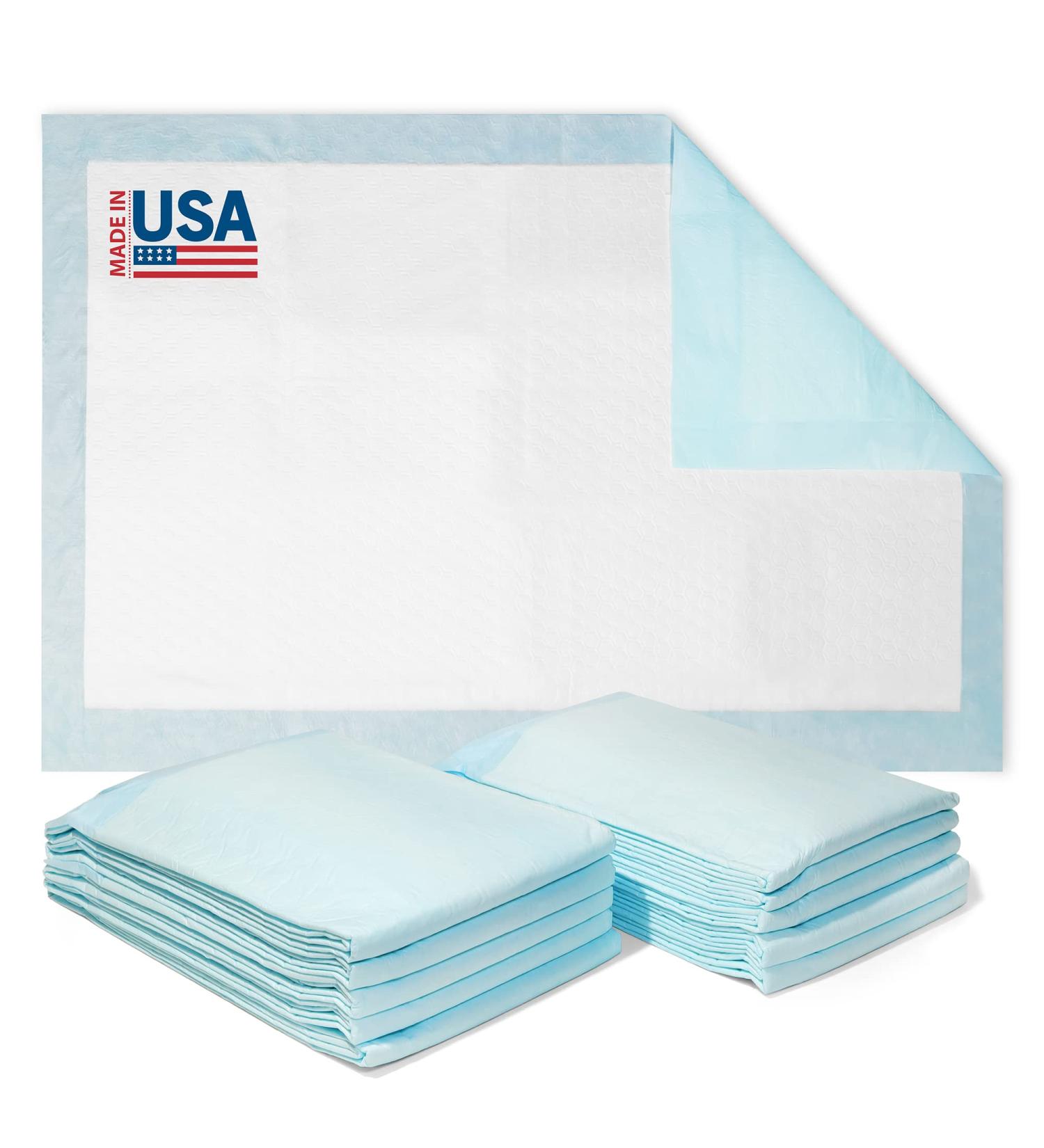Wave Disposable Underpads 23'' X 36'' (30 Count) Incontinence Pads 68g Each Chux Bed Covers Puppy Training | Super Absorbent Protection for Kids Adults Elderly | Liquid Urine Made in The USA 23" x 36" ( 30 count ) - Buy Online on GoSupps.com