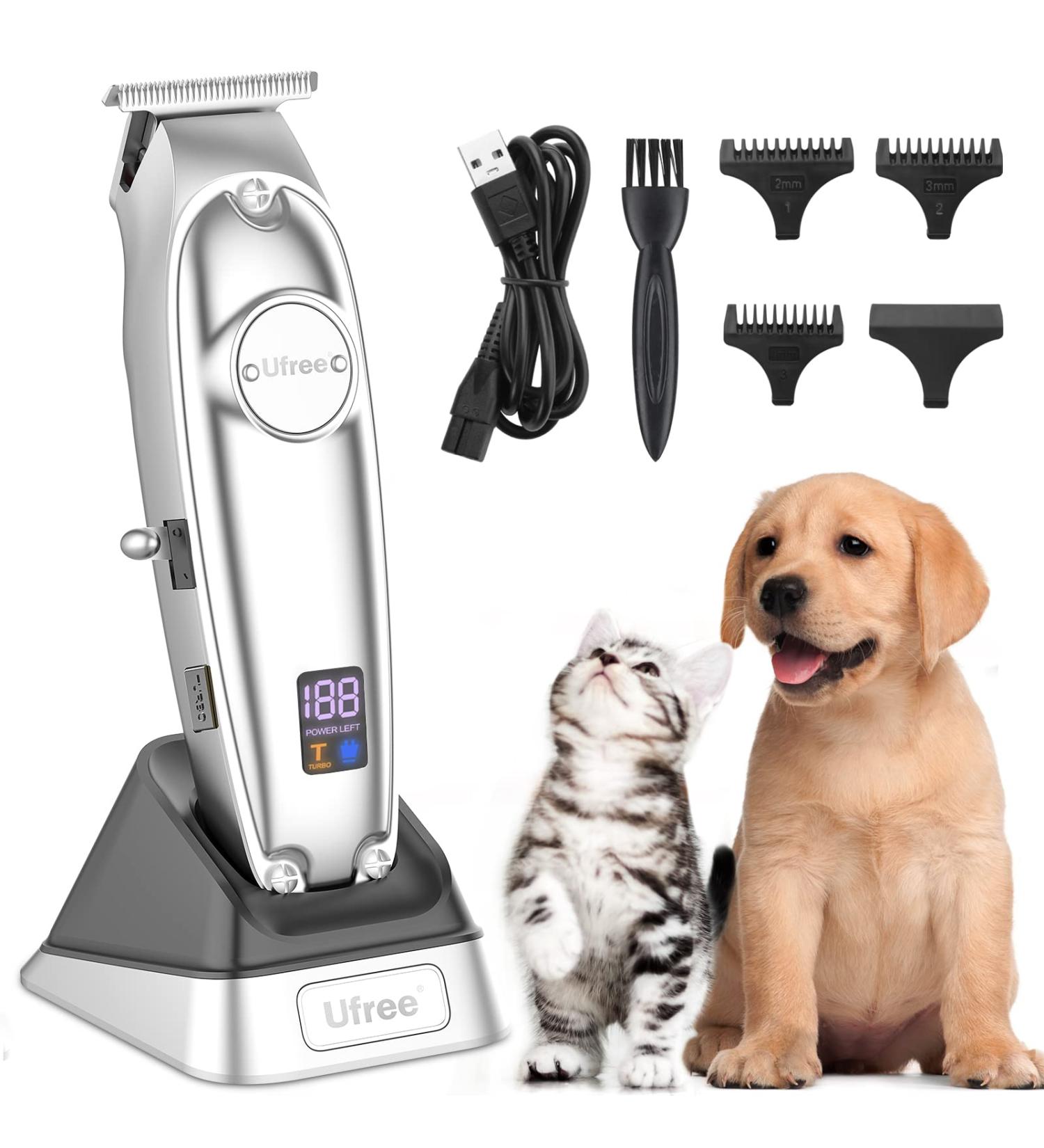 Ufree Professional Rechargeable Dog Clippers for Grooming with LED Display - Low Noise Electric Trimmer Set for Dogs, Cats, Pets - Buy Online on GoSupps.com