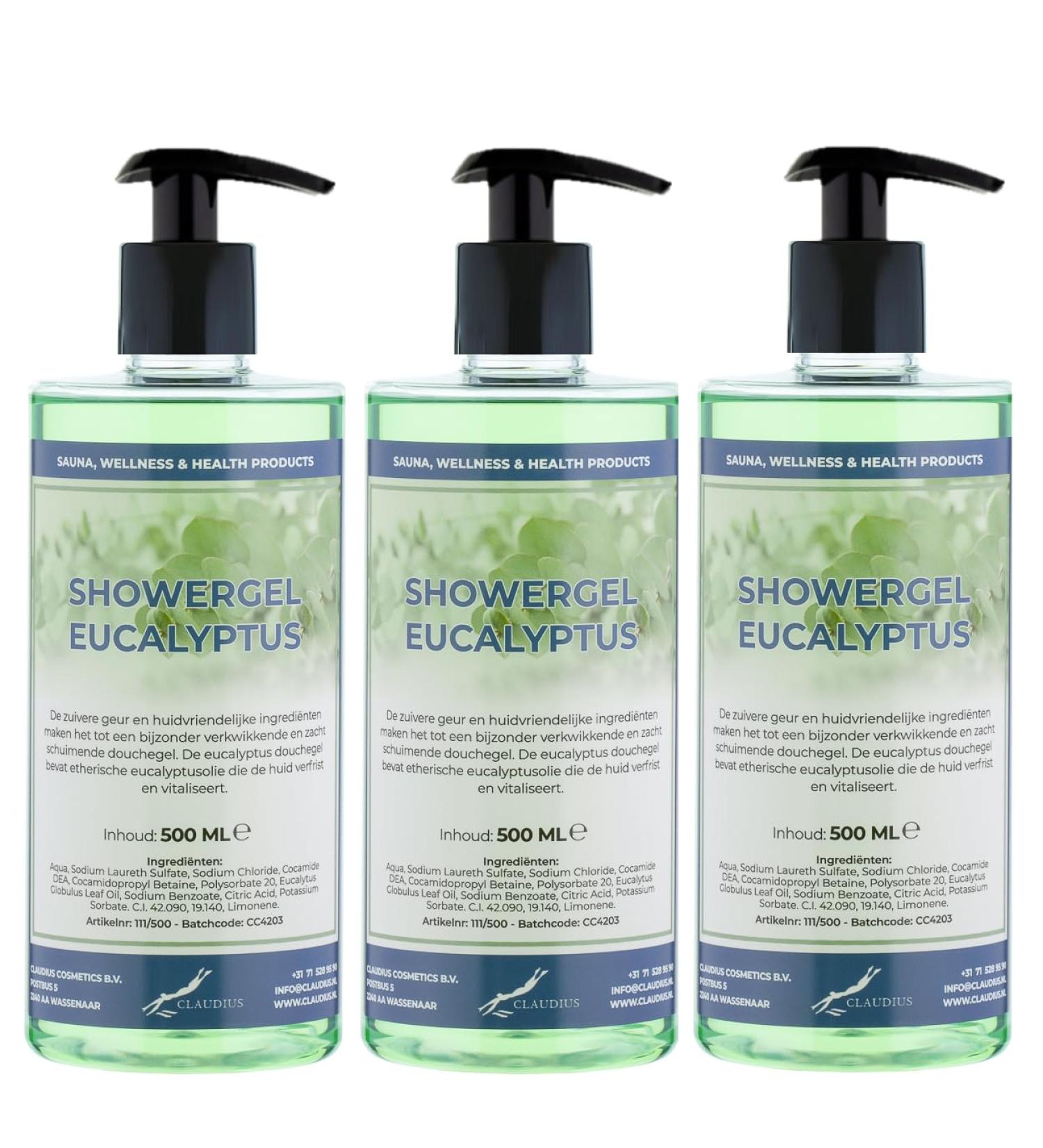 Claudius Shower Gel Eucalyptus 500 ml set of 3 pieces with free pump Showergel