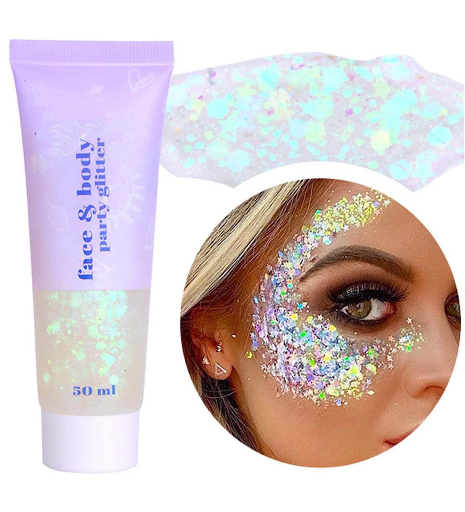 Mermaid Chunky Glitter Gel 50g - Long-Lasting Sequins Glitter for Festival, Masquerade, Birthday - White Z-Glitter - Buy Online on GoSupps.com