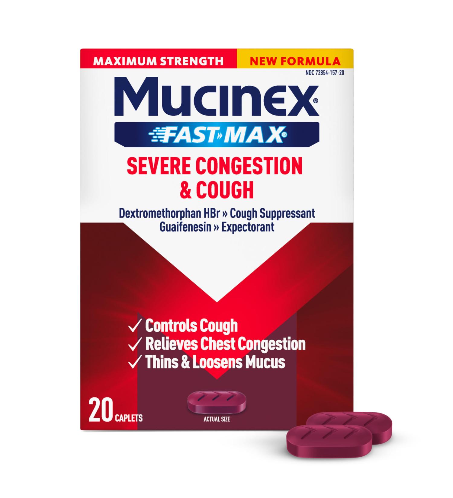 Mucinex Fast-Max Severe Congestion & Cough Medicine for Adults Cough & Bothersome Mucus Relief with Dextromethorphan HBr & Guaifenesin Cough Suppressant & Expectorant Medicine 20 Count Severe Congestion & Cough - New 20  - Buy Online on GoSupps.com