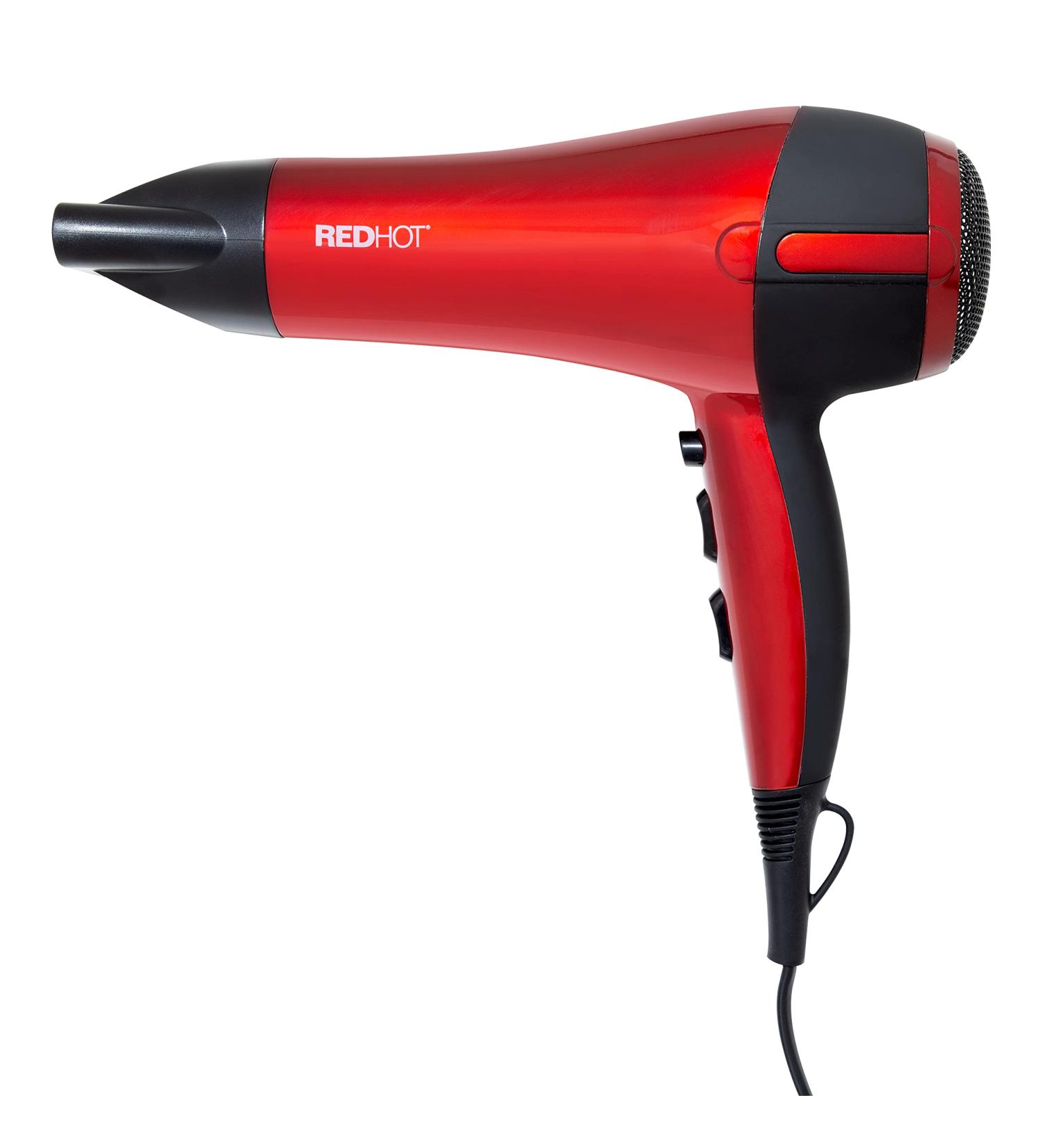 Red Hot 37060 2200W Professional Hair Dryer with Removable Nozzle - Salon Quality, 3 Heat Settings, 2 Speed Settings, Cool Air Mode - Red Coloured - Buy Online on GoSupps.com