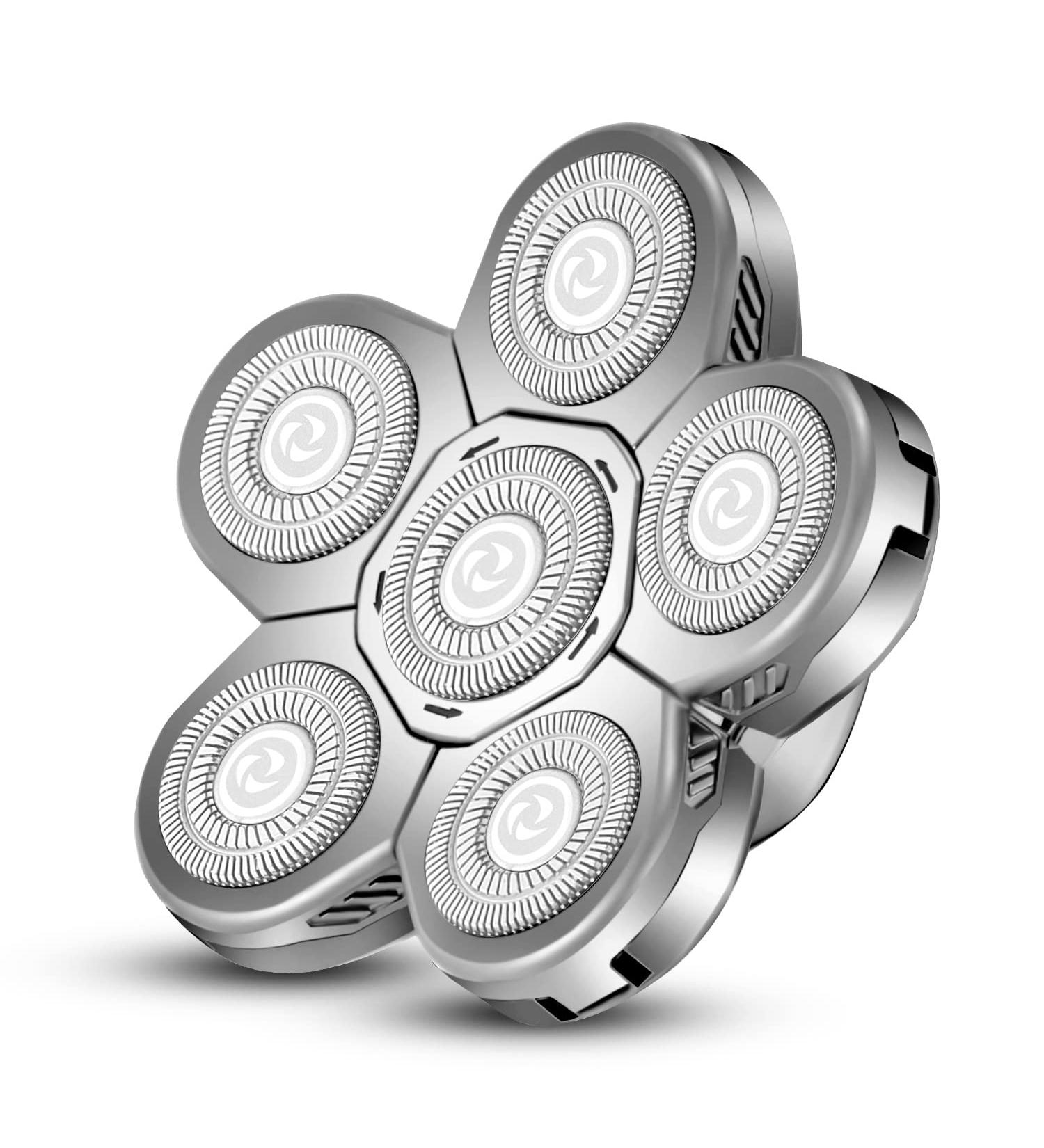 Replacement Head for Electric Shaver - 6D Men's Razor Head Waterproof Wet & Dry Bald Shaver Blades Gray/Silver Replacement Blades - Buy Online on GoSupps.com