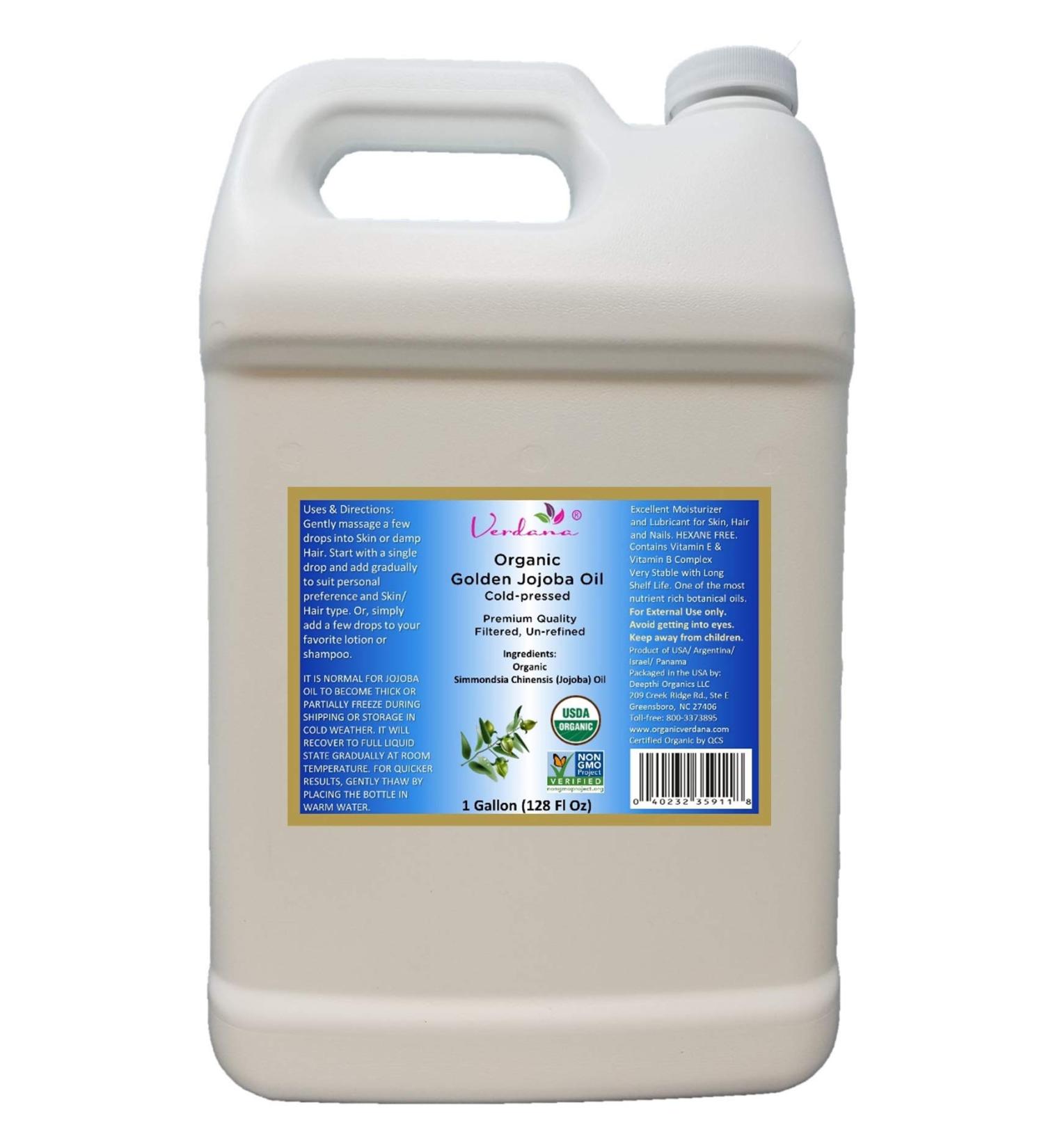 USDA Organic Golden Jojoba Oil - Cold Pressed, 100% Pure, Hexane Free - 1 Gallon - Buy Online on GoSupps.com
