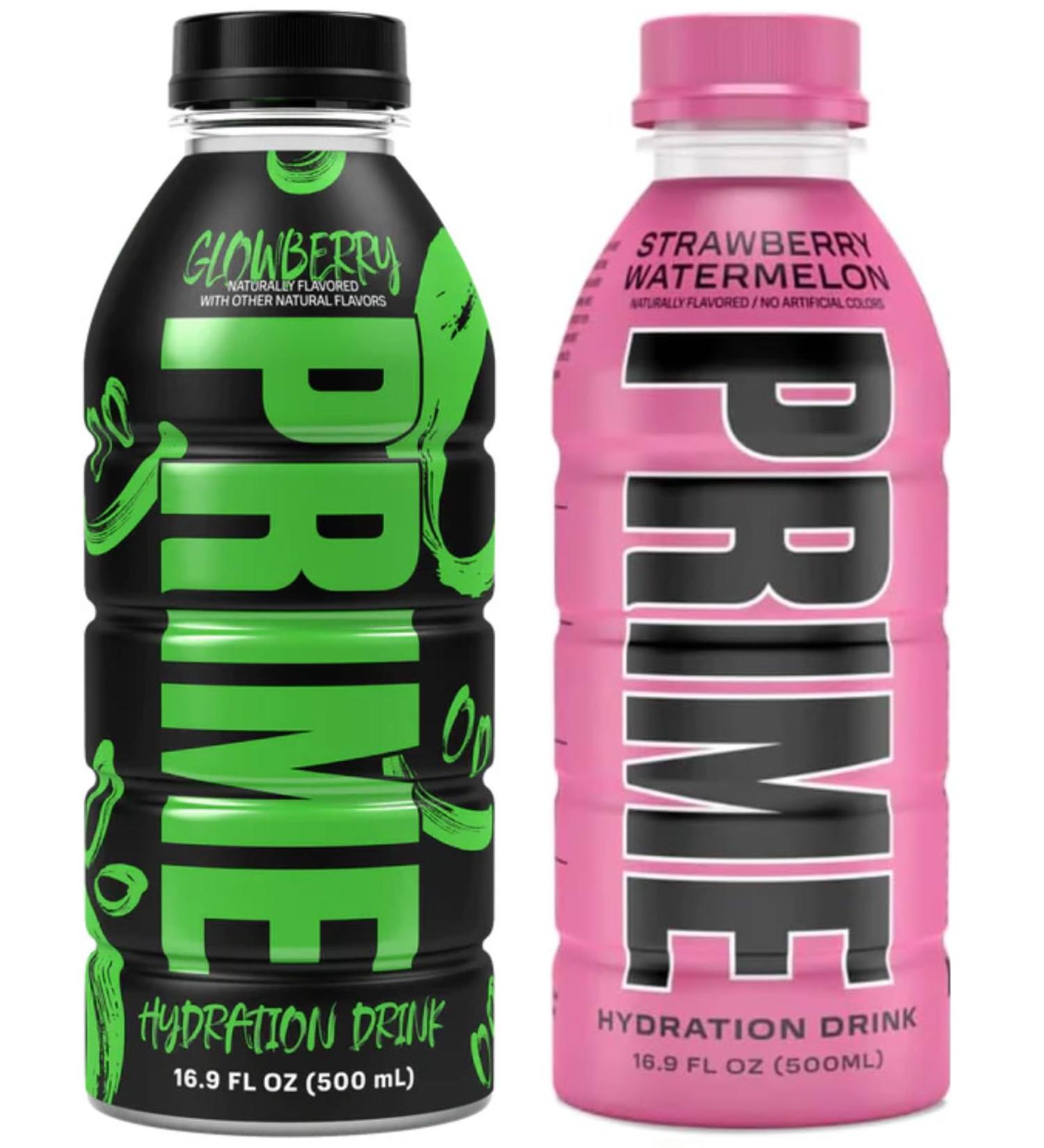 PRIME Hydration Sports Drink by Logan Paul & KSI - Glowberry + Strawberry Watermelon - 500ml Bottle