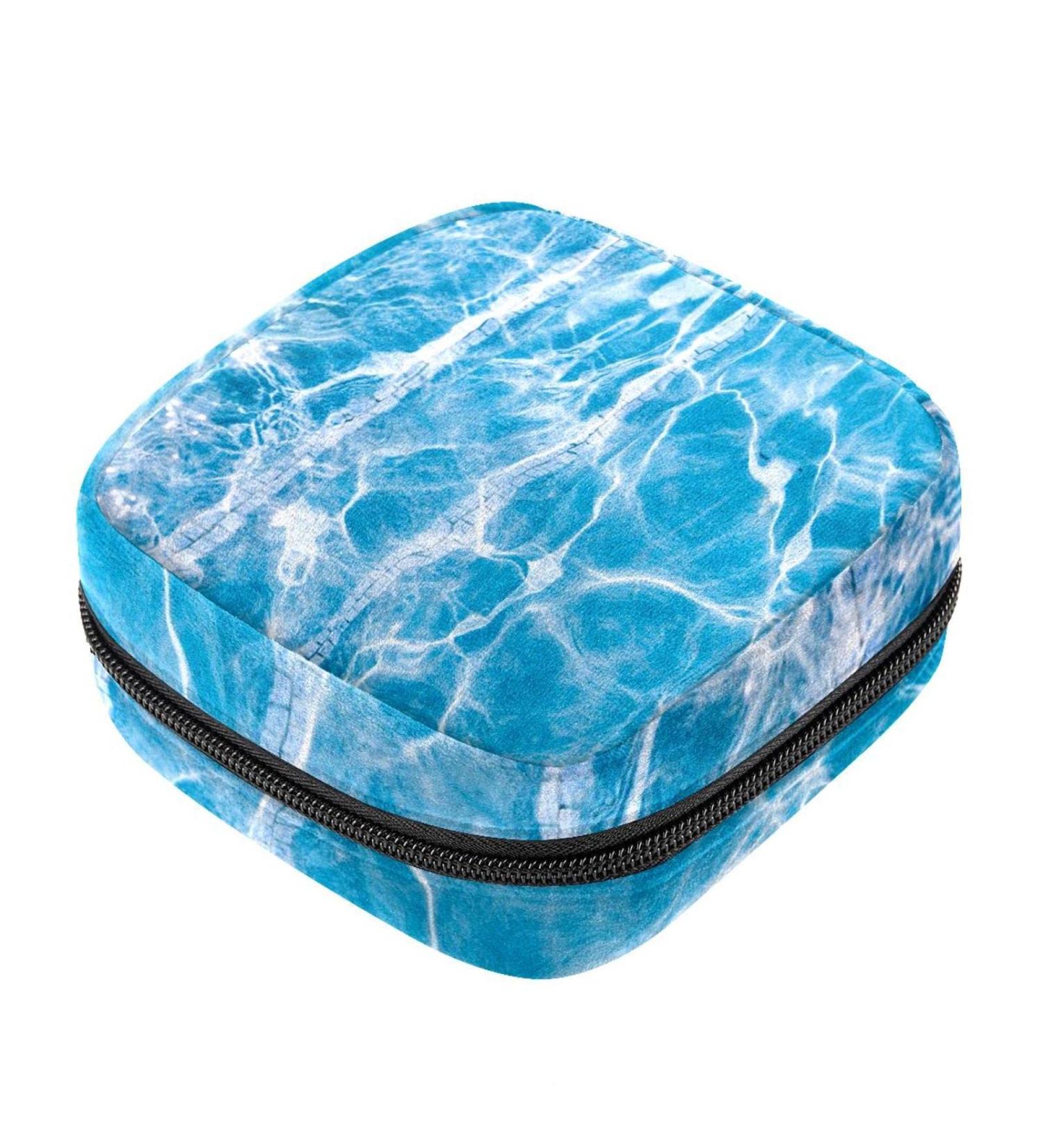 Menstrual Pad Bag with Zipper | Ladies Napkin Pouch & Tampons Collection Bag for Women & Girls - Water Pool Design - Buy Online on GoSupps.com