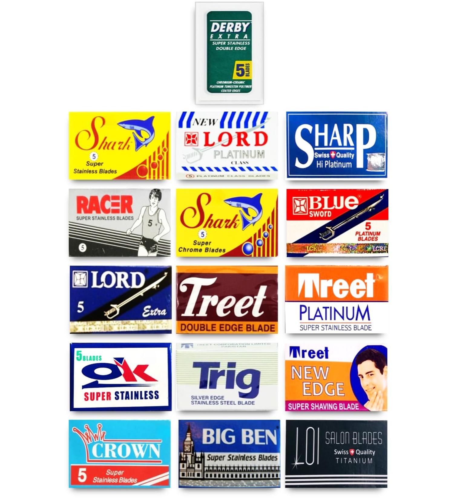 100 Quality Double Edge Razor Blades Sampler (16 different brands)