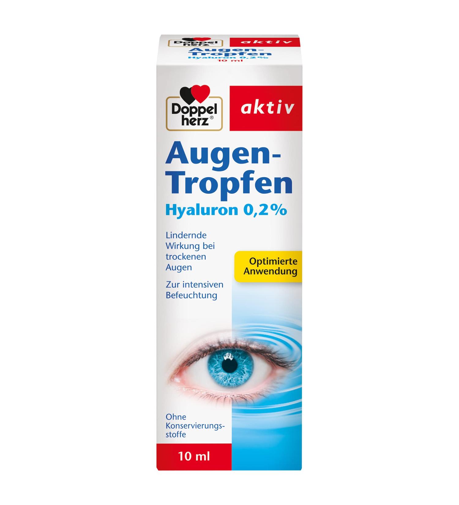 Double-Heart Eye Drops 0.2% Hyaluron Preservative-Free Relief for Dry Eyes | 10ml Sterile Solution | International Shipping - Buy Online on GoSupps.com