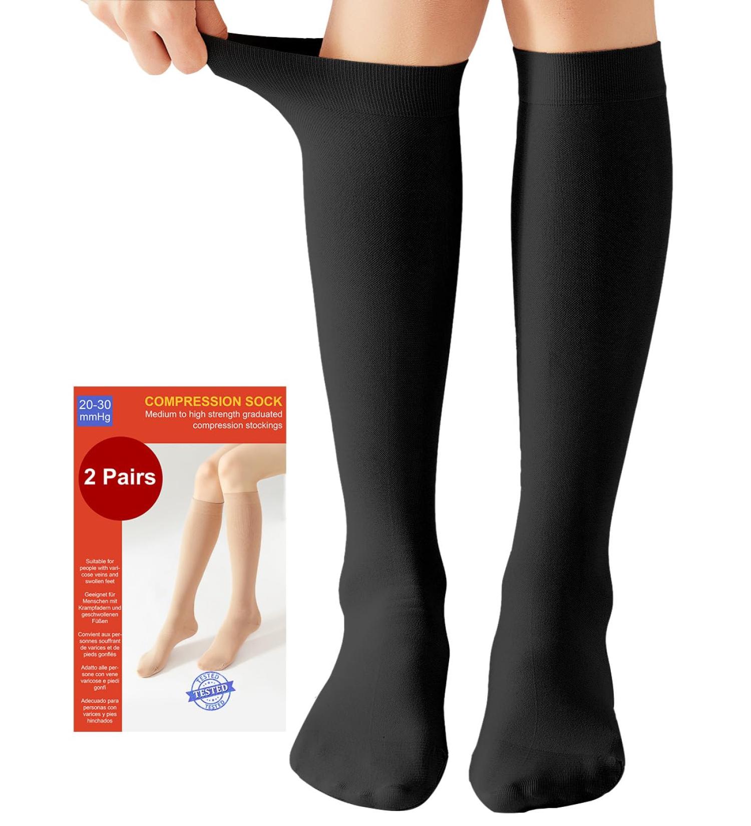 Buy Medical Compression Stockings for Men & Women - 20-30 mmHg Class 2 Closed Toe Graded Support for Varicose Veins & Edema - XL/2X Black - Buy Online on GoSupps.com