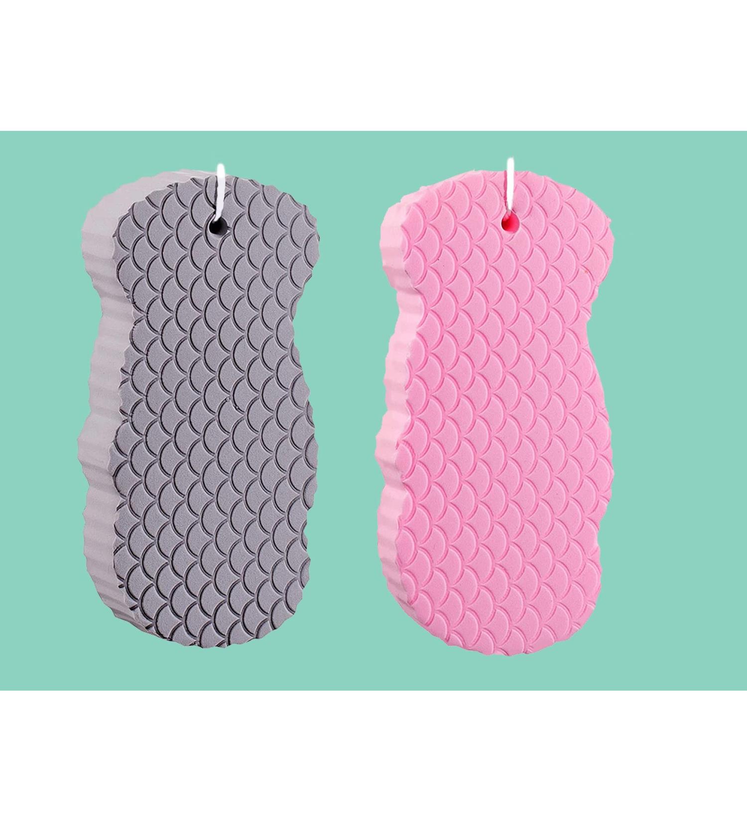 BZG Exfoliating Bath Sponges for Women - Pink Grey 2 Pack | Shower Sponge Set - Buy Online on GoSupps.com