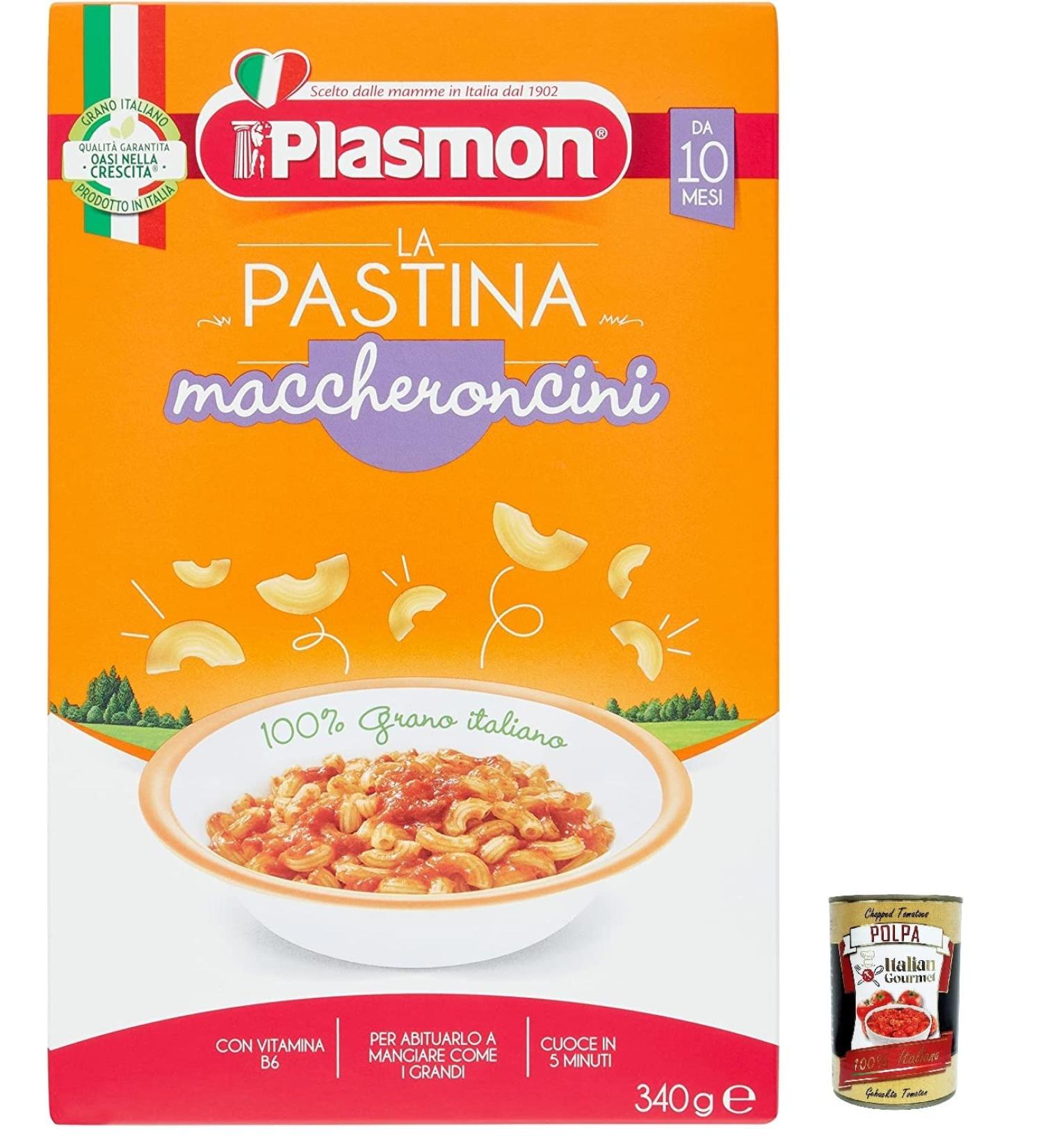  Italian Gourmet E.R. Plasmon Pasta Maccheroncini Pastina Infanzia Svezzamento From 10 Months 340g + Pulpa Italian Gourmet 400g Pack of 12 - Buy Online on GoSupps.com