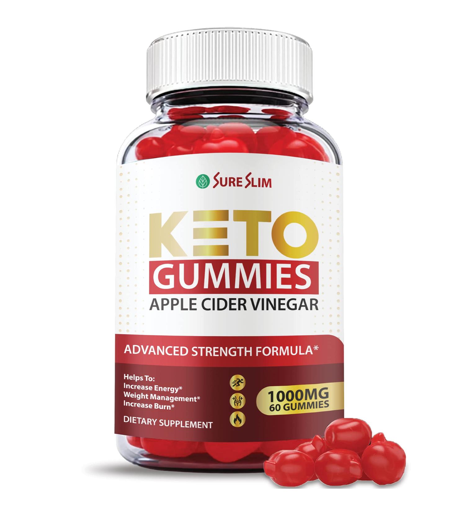 Sure Slim Keto Gummies - Vegan Non GMO Formula | 1000mg Apple Cider Vinegar & Beet Root Juice | 60 Gummies - Buy Online on GoSupps.com