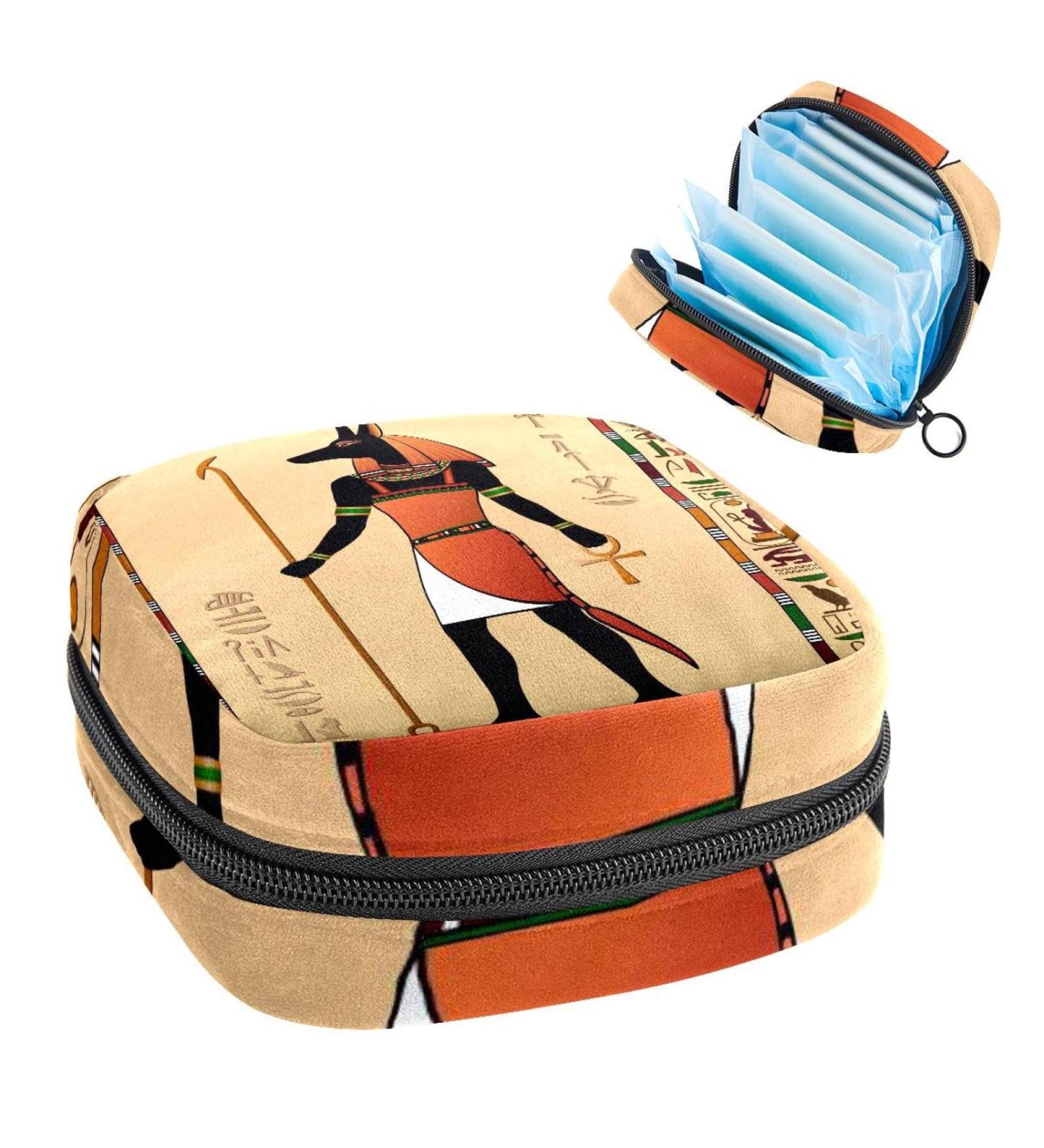 GIAPB Period Storage Bag - Ancient Egyptian Tribal Art Design | Sanitary Napkin & Makeup Travel Pouch - Buy Online on GoSupps.com